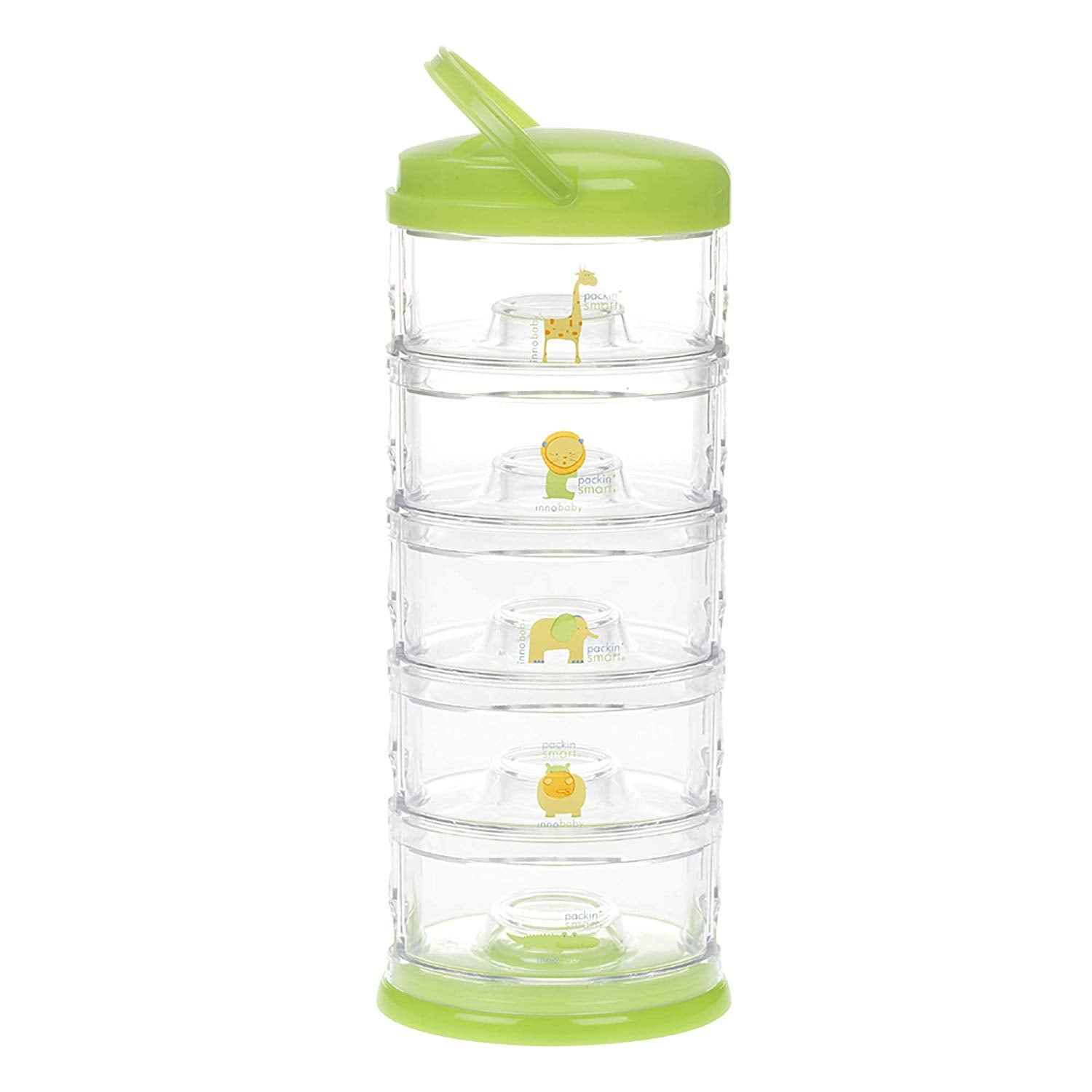 Innobaby Packin' Smart Stackable and Portable Storage System for Formula, Baby Snacks and more. 5 Stackable Cups in Strawberry Sorbet. BPA Free. Innobaby