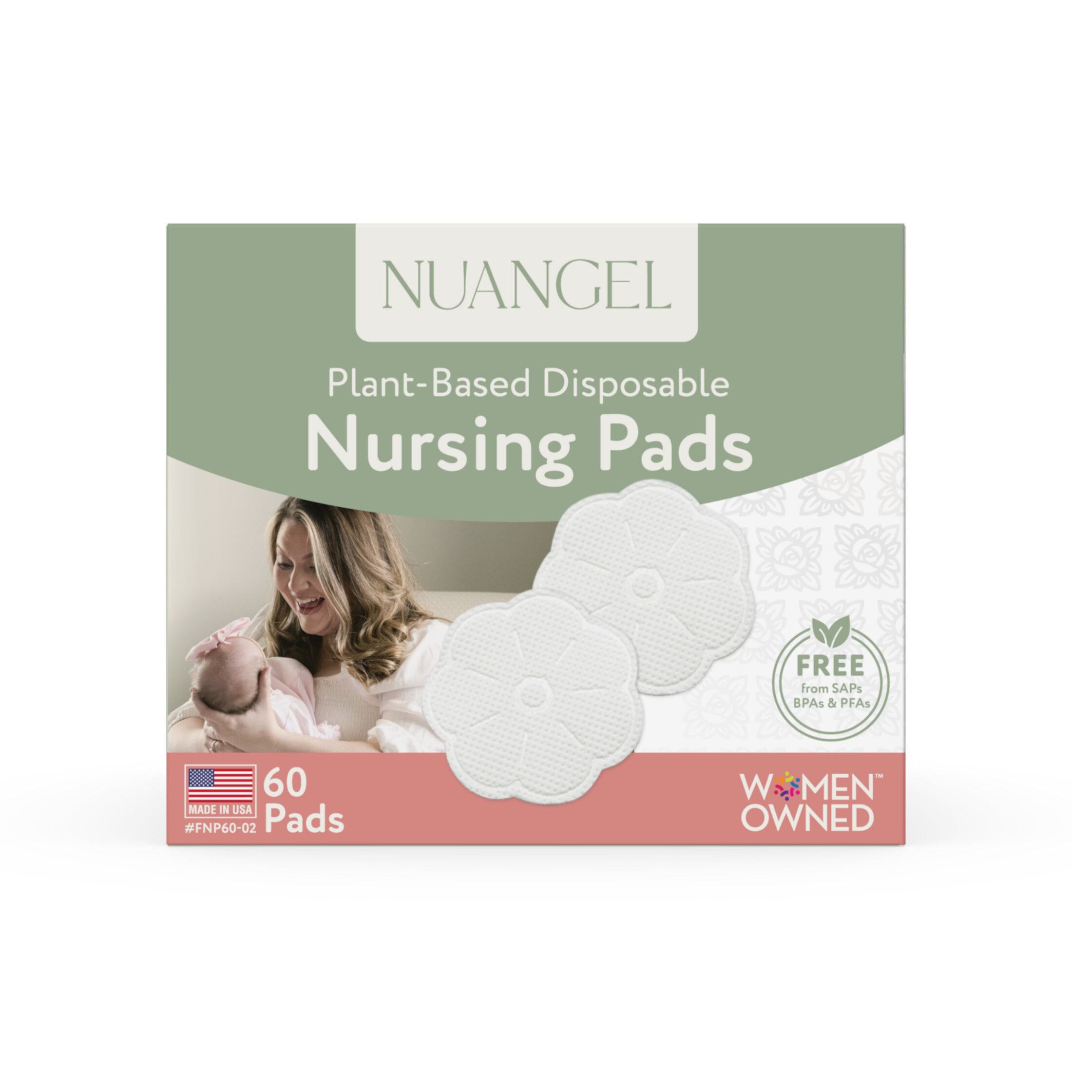 NuAngel Plant Based Disposable Nursing Pads, White, 60 Count NuAngel