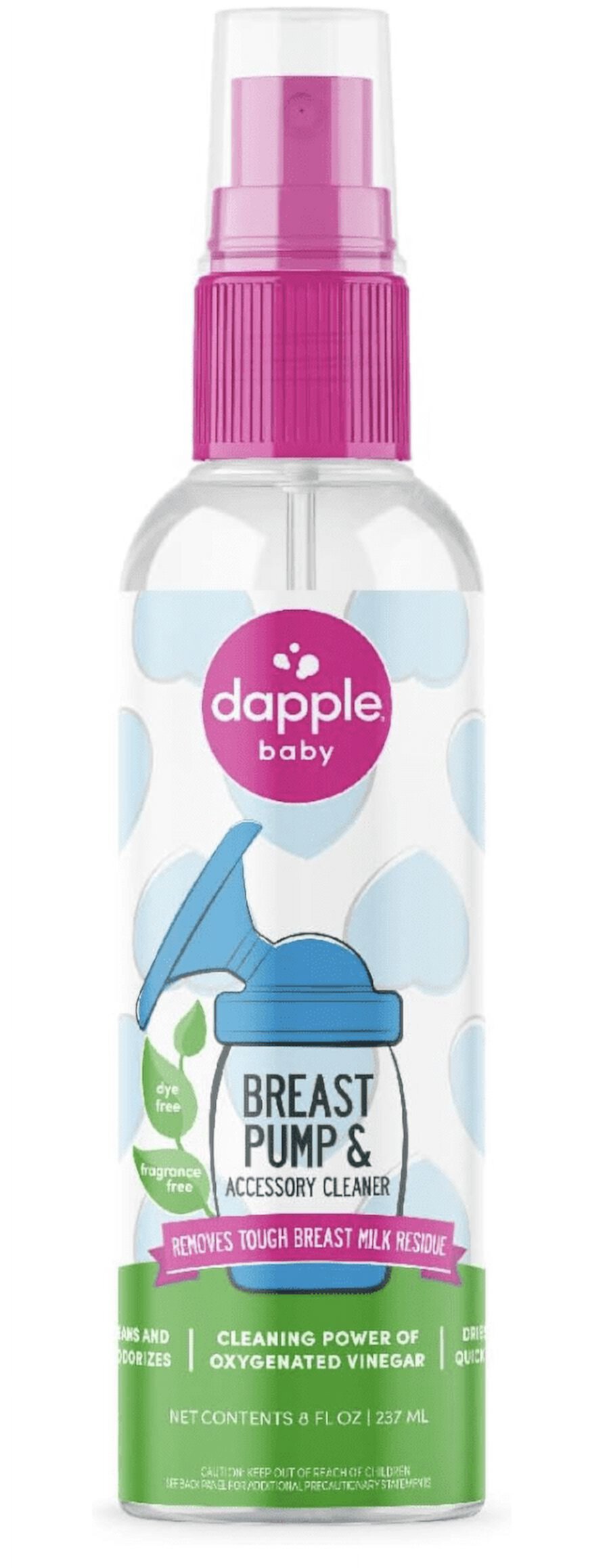 Dapple Breast Pump Cleaner Spray Baby, 8 Fl Oz Bottle, Unscented, Plant Based & Hypoallergenic - Removes Milk Residue - Easy Rinse Formula With Oxygenated Vinegar Generic