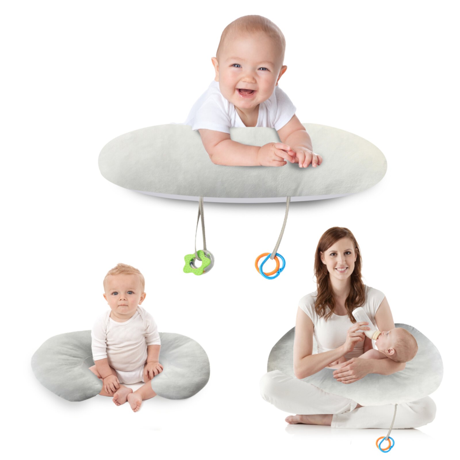 IFOYO Baby Nursing Pillows for Breastfeeding, Multifunctional Ultra Soft Minky Nursing Pillow for Baby Boys and Girls, Baby Feeding Support Pillow for Newborn (Gery) IFOYO