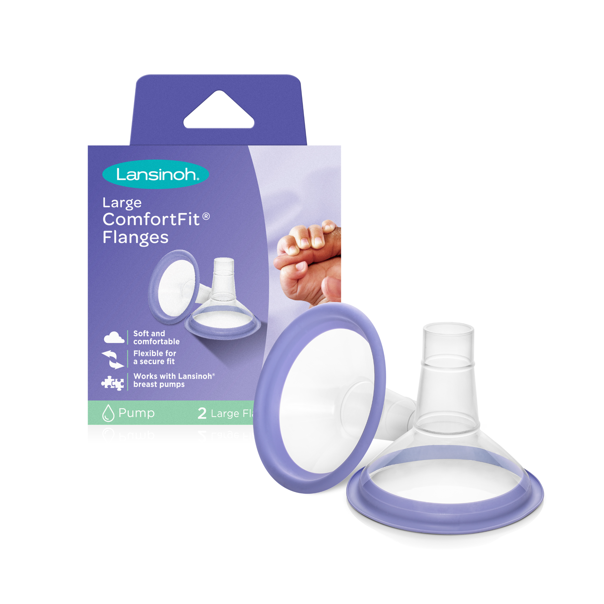 Lansinoh ComfortFit Breast Pump Flanges, Size 30.5mm, 2 Count Lansinoh