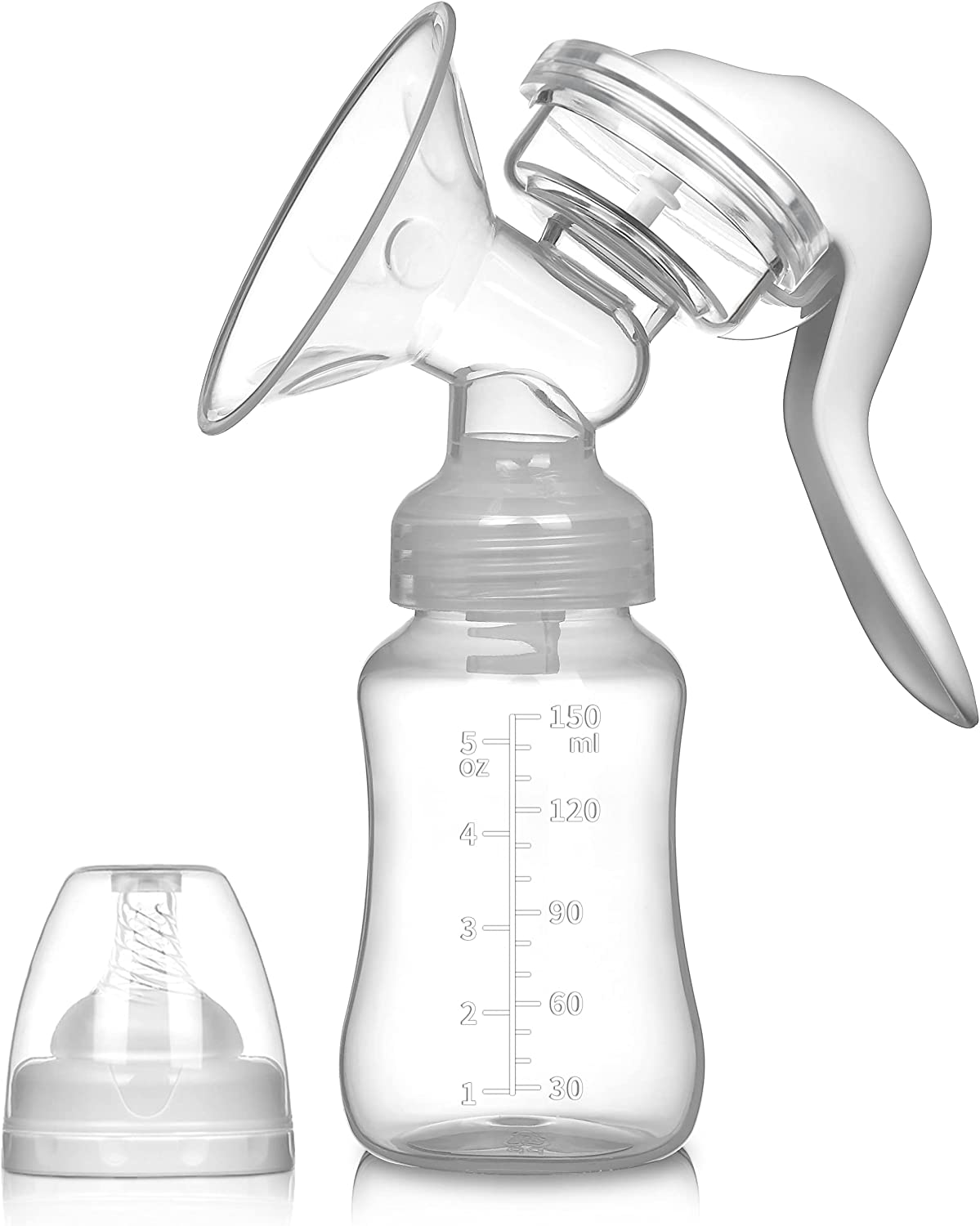 Yadala Manual Breast Pump, Portable Manual Postpartum Breastfeeding for Baby Feeding, White Yadala