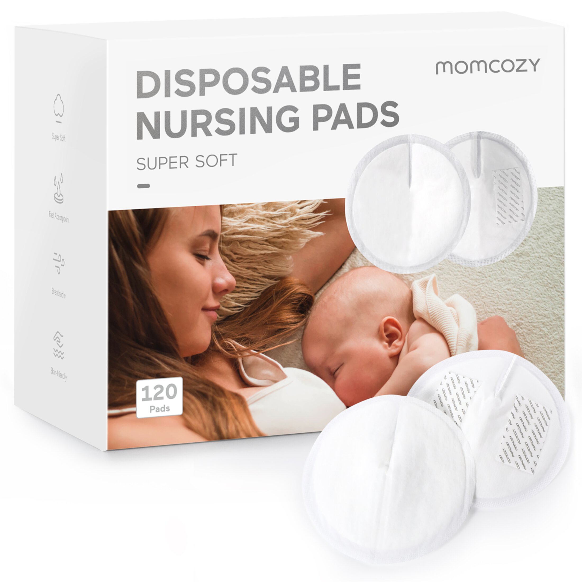 Momcozy Super Soft Disposable Nursing Pads 120 Count, Breast Pads for Breastfeeding Momcozy