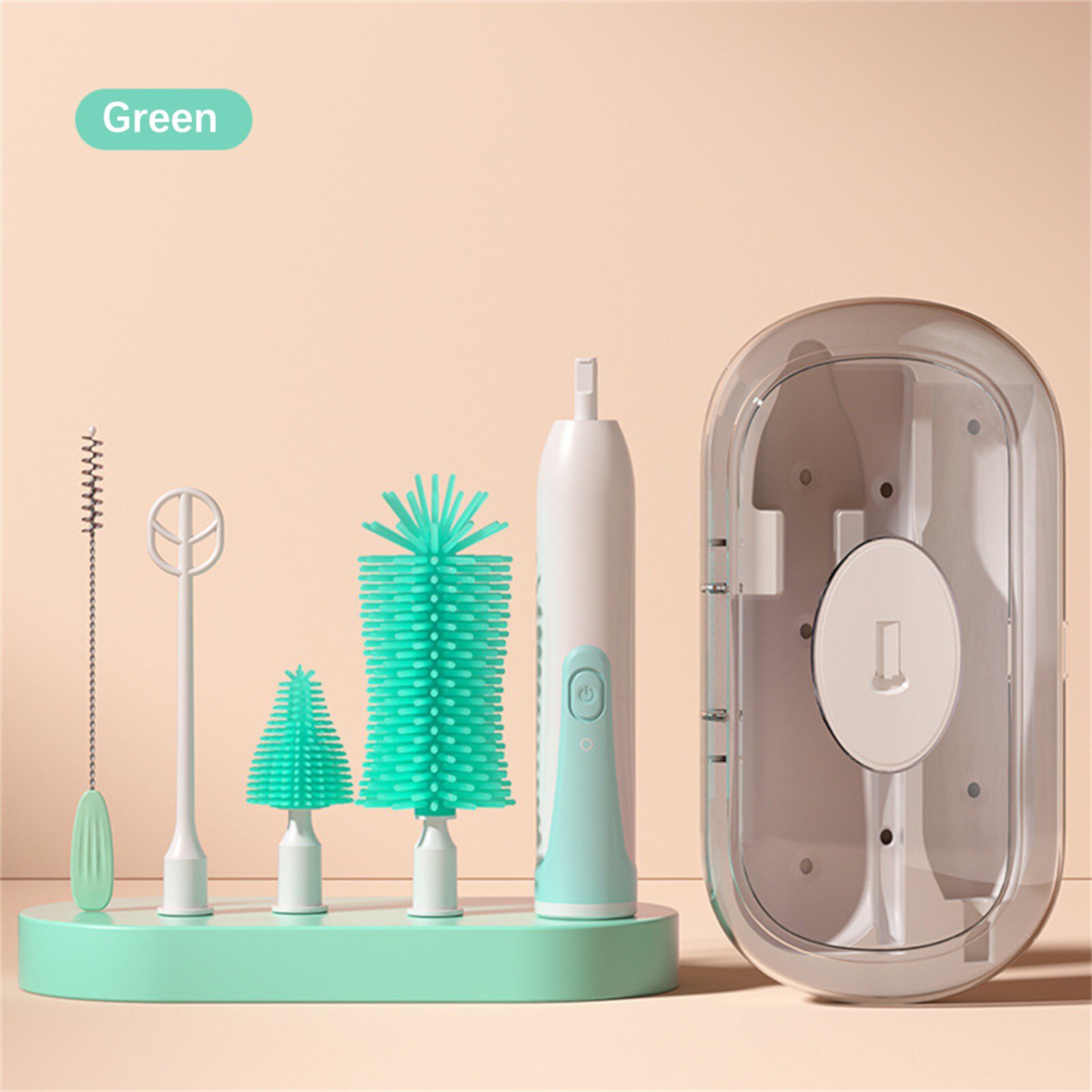 JingChun Electric Bottle Brush Cleaner, Rechargable Electric Baby Bottle Brush for Travel, Waterproof Electric Bottle Cleaner Set with Nipple & Straw Brush JingChun