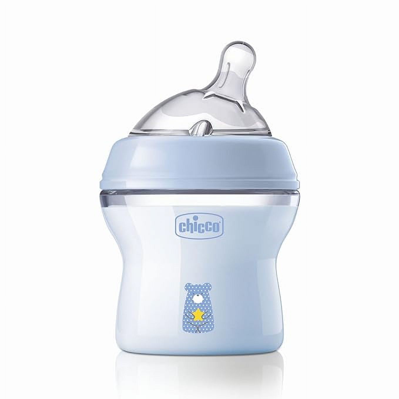 Chicco Natural Feeling Baby Milk Feeding Bottle with Wide Neck, Anti-Colic for Easy Milk Flow, for Babies & Toddlers 0m+, 150ml (Blue) Chicco