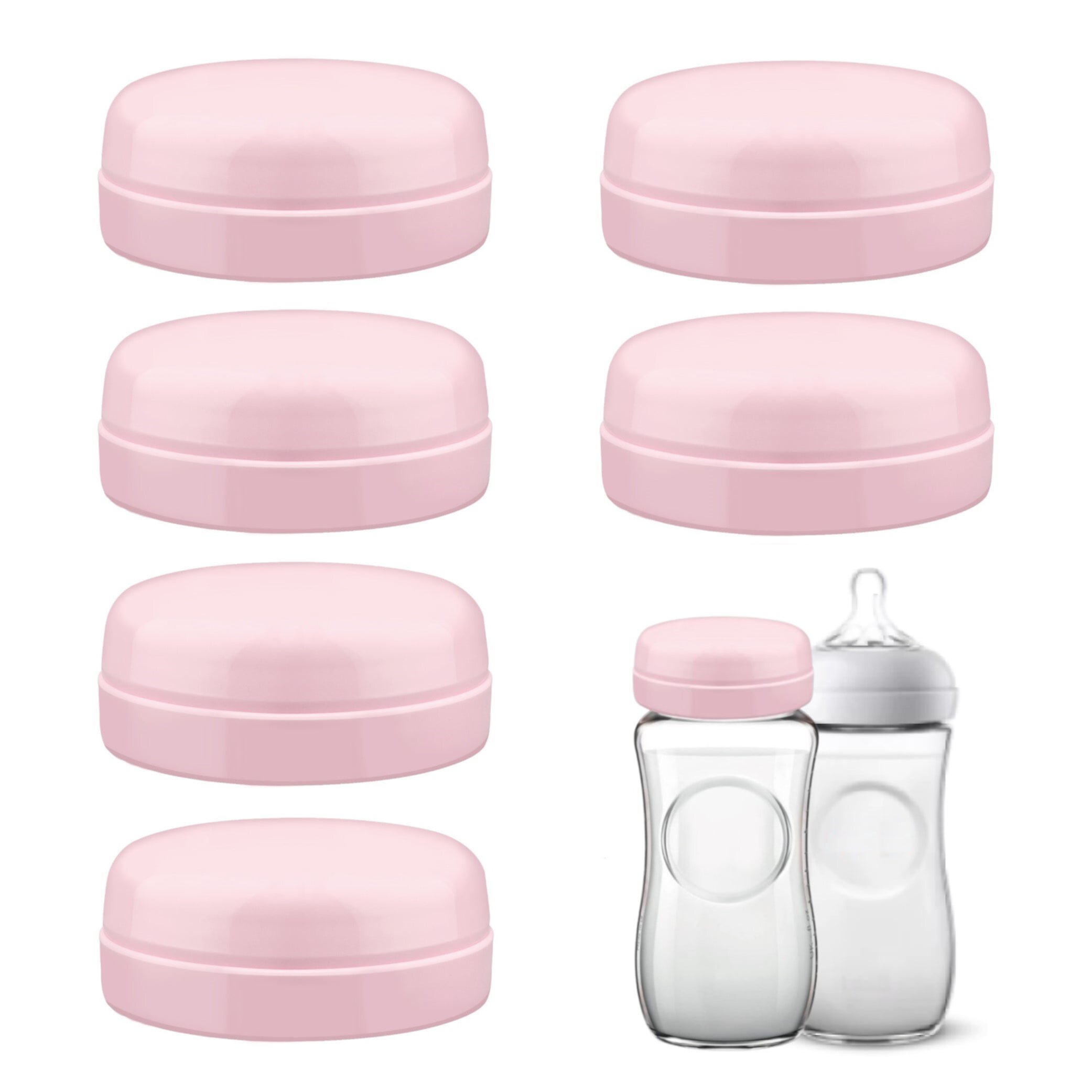 Maymom Travel Bottle Caps Compatible with Avent Bottle, 6pc (Pink) Maymom