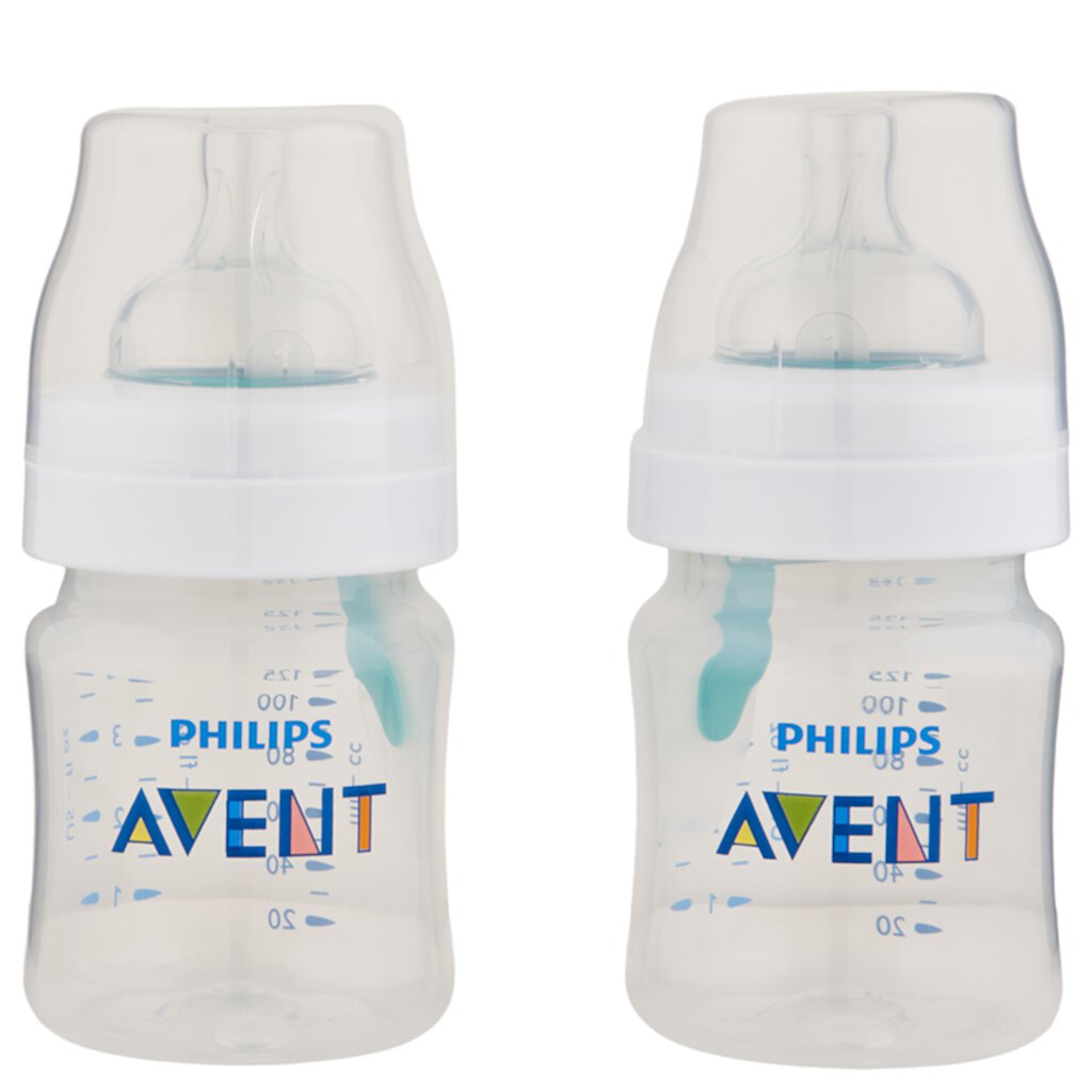 Philips AVENT Anti-Colic Baby Bottles with AirFree Vent, 4oz, 4pk, Clear, SCY701/04 Philips Avent