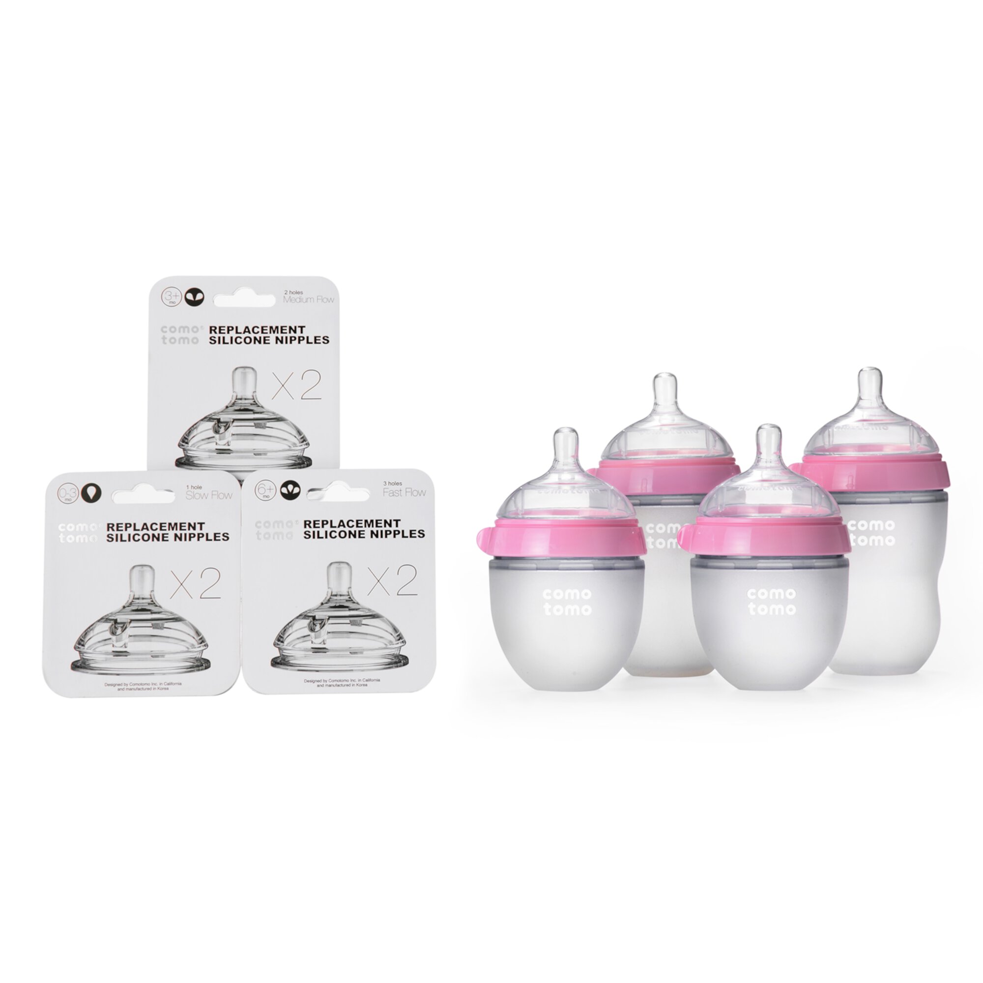 Comotomo Baby Bottle Bundle, Pink Comotomo