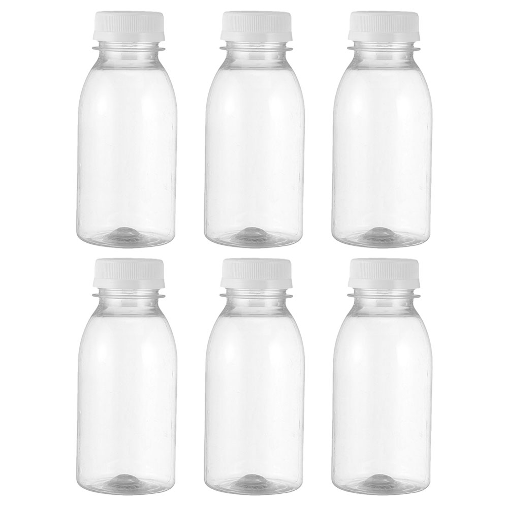 6pcs Milk Bottles Small Juice Bottles Leakproof Milk Bottles Portable Beverage Bottles PINXOR