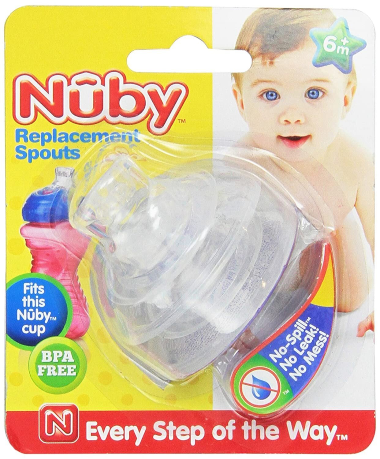 Nuby (5 Packs) 10 Count Super Spout No Spill Replacement Spouts, Clear NUBY