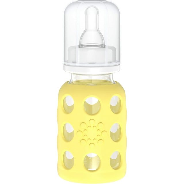 Lifefactory 4 oz Glass Baby Bottle with Protective Silicone Sleeve - Lavender Lifefactory