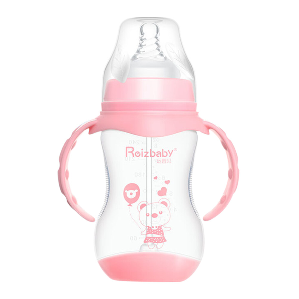 Hemoton 1pc Wide  Baby Feeding Milk Bottle with Handle Water Drinking Cup 240ml Hemoton