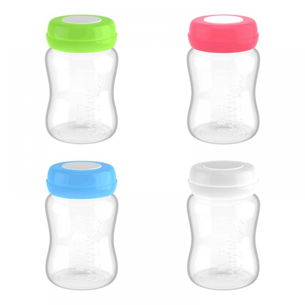 4Pcs Breastmilk Bottles with Leak Proof Lids,6oz Reusable Wide Neck Bottles for Breast Milk Collection & Storage Replace Bottles Color Profit Kids