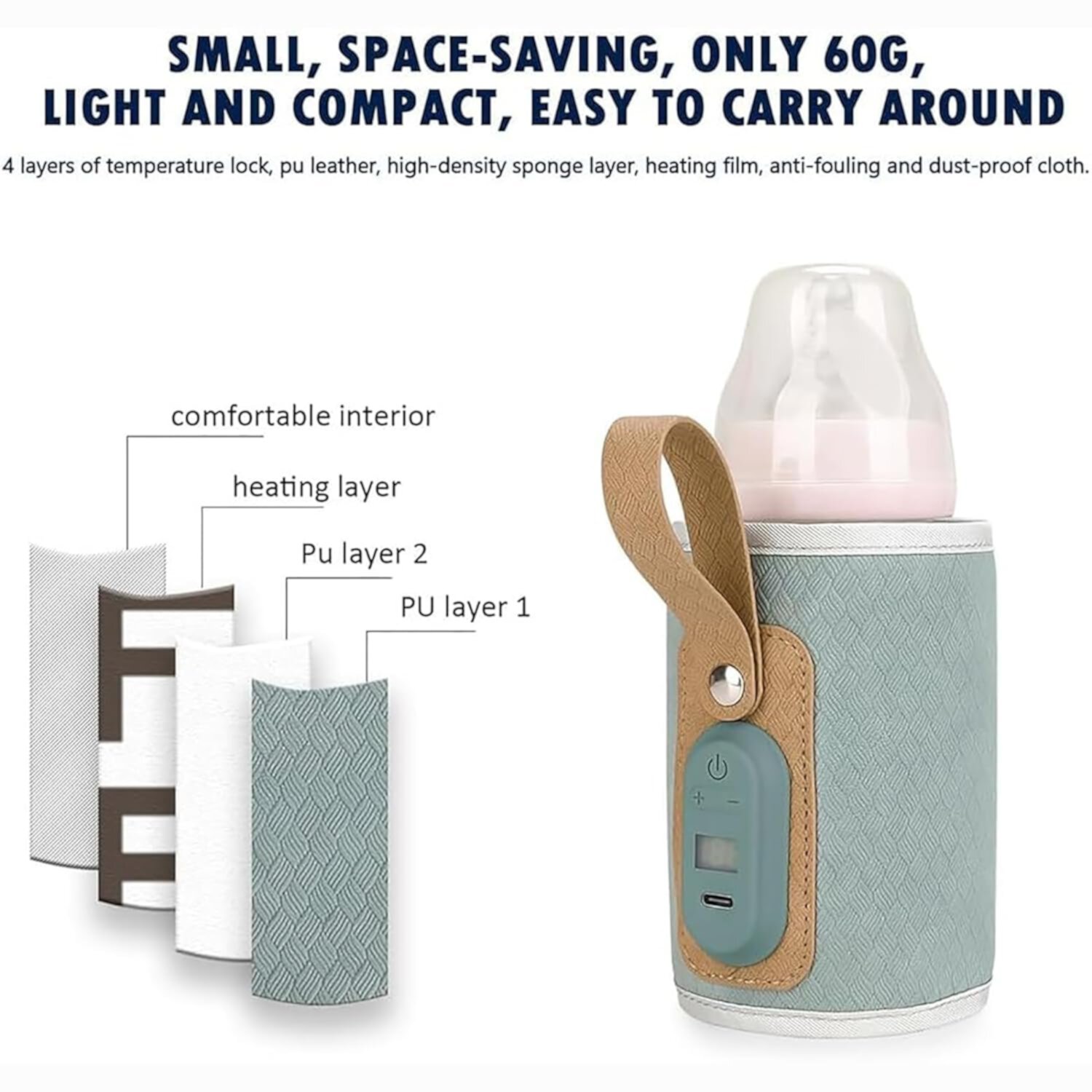 Baby Bottle Warmer, Rechargeable Baby Bottle Warmer to Go, Baby Bottle Warmer Travel, Bottle Warmer Portable InTrans