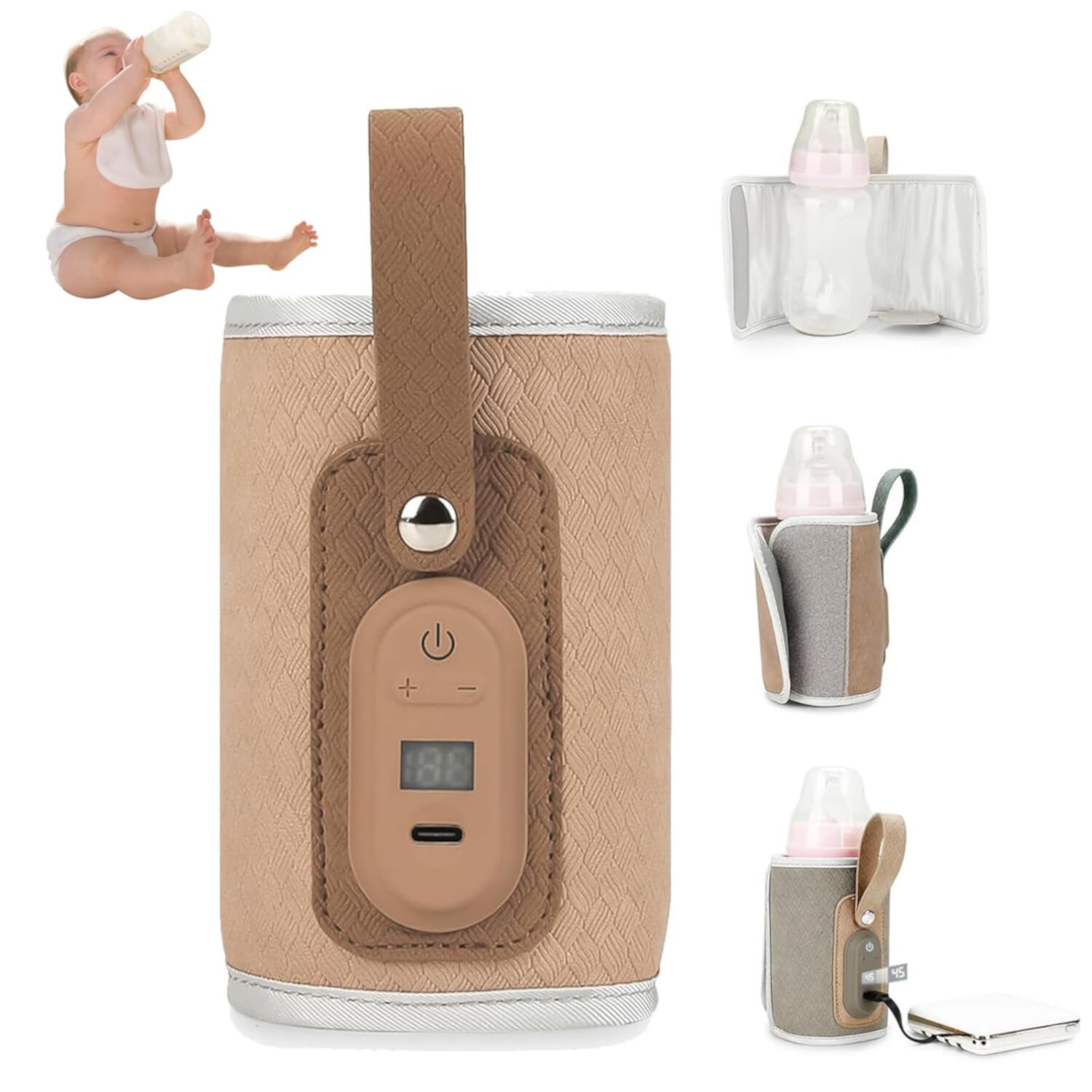 Baby Bottle Warmer, Rechargeable Baby Bottle Warmer to Go, Baby Bottle Warmer Travel, Bottle Warmer Portable InTrans