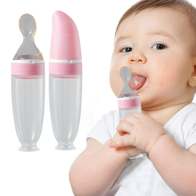 Pedty 1* Squeezed Feeding Spoon,1pc Silicone Baby Food Bottle Spoon Feeder For Baby Toddler Infant Cereal Food Supplement 120ml Pedty