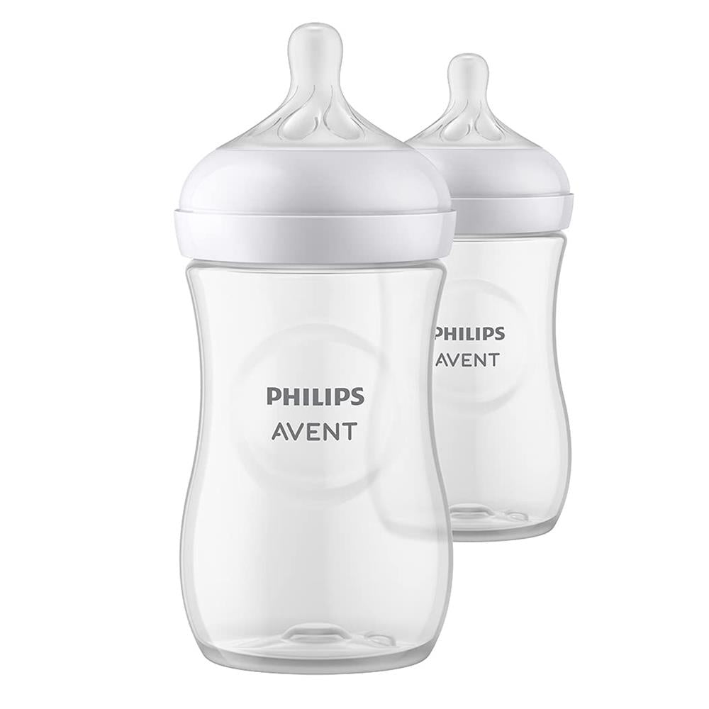 Philips Avent Natural Baby Bottle with Natural Response Nipple, Clear, 11oz, 2pk Philips Avent