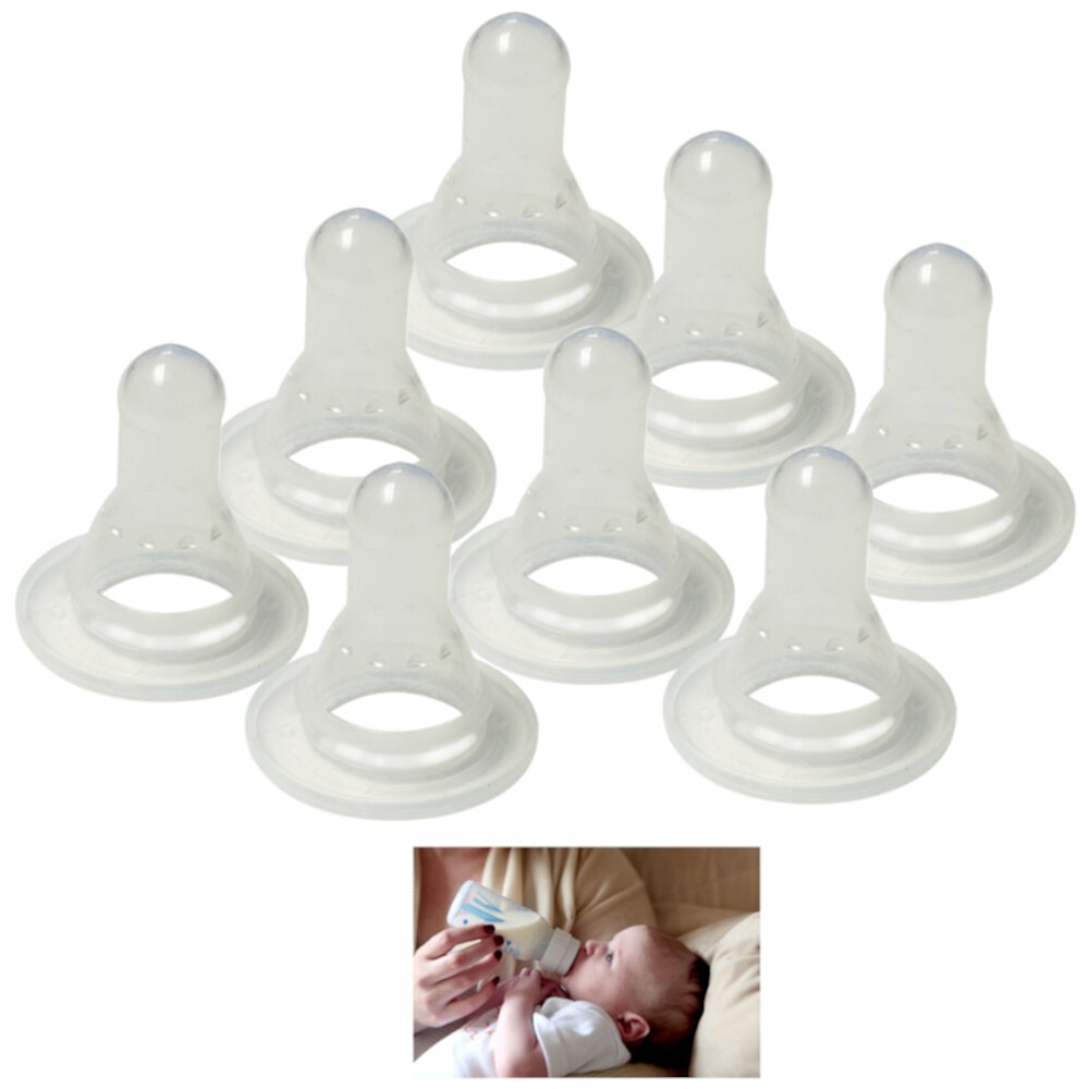 8 X Clear Baby Bottle Nipples Standard Flow Soft Nipple Feeding Reduce Colic AllTopBargains