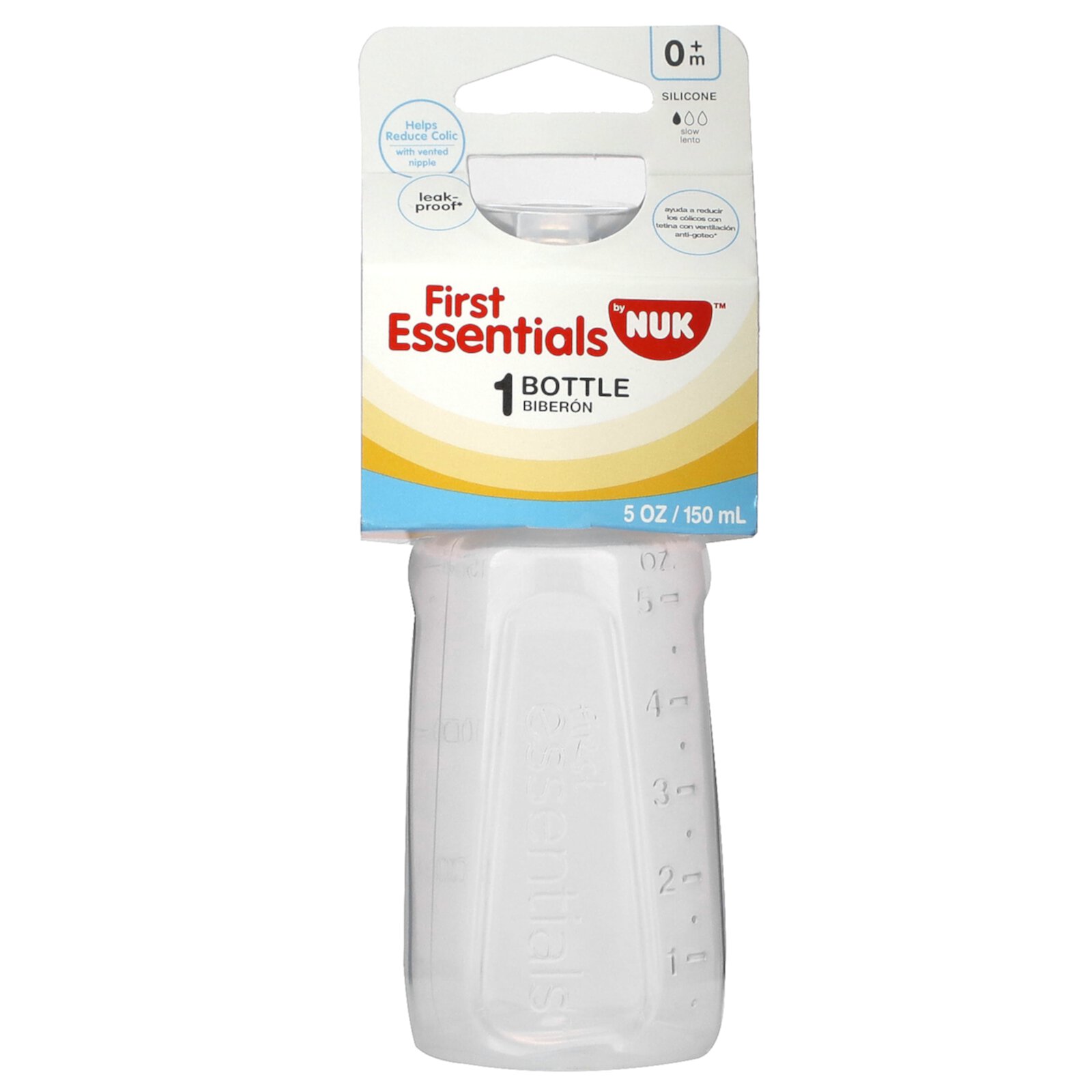 NUK Gerber First Essentials Clear View Silicone Bottle, Slow Flow, 5 Ounce NUK