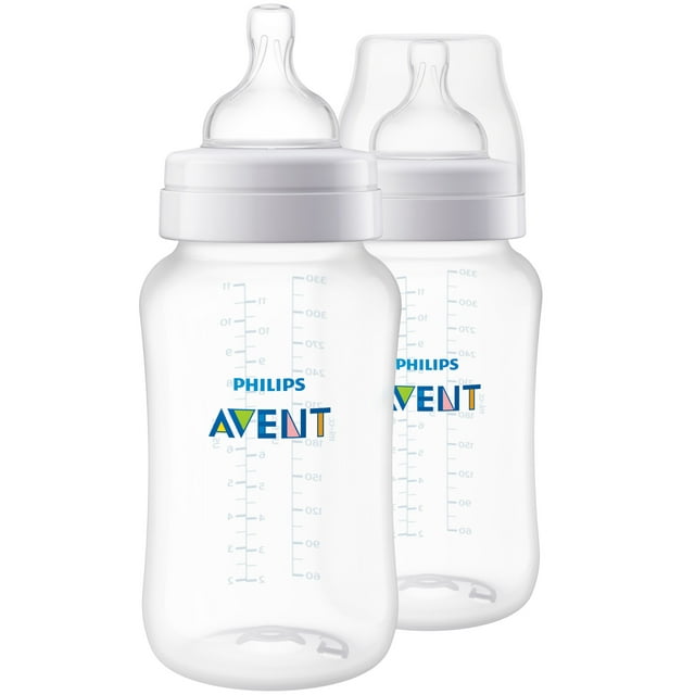 Philips Avent Anti-colic Baby Bottle, 11oz, 2pk, Clear, SCF406/24/3 Philips Avent