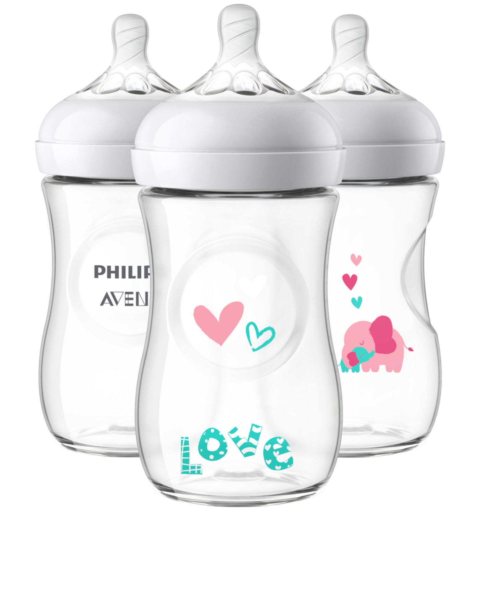 Avent Nat Deco 9oz3pk Btl Ele/love Girl Philips Avent