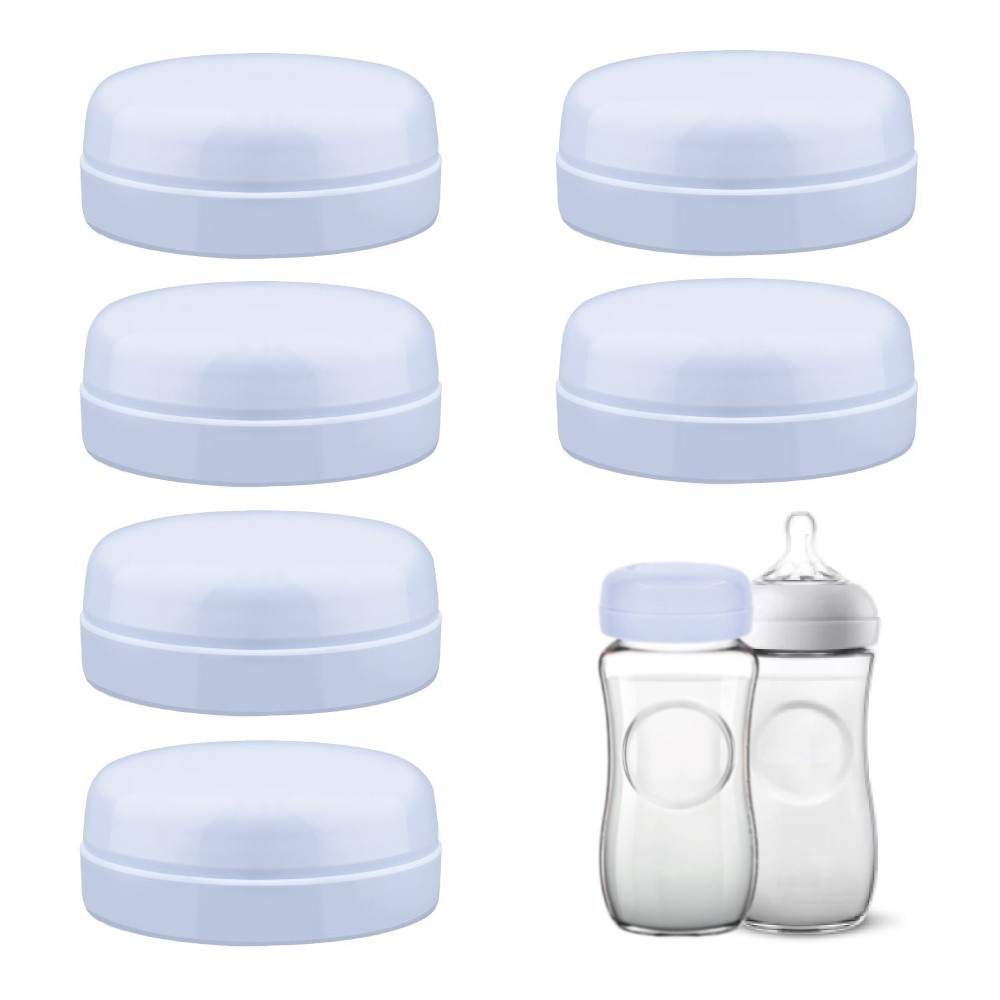 Maymom Travel Bottle Caps Compatible with Avent Bottle, 6pc (Blue) Maymom