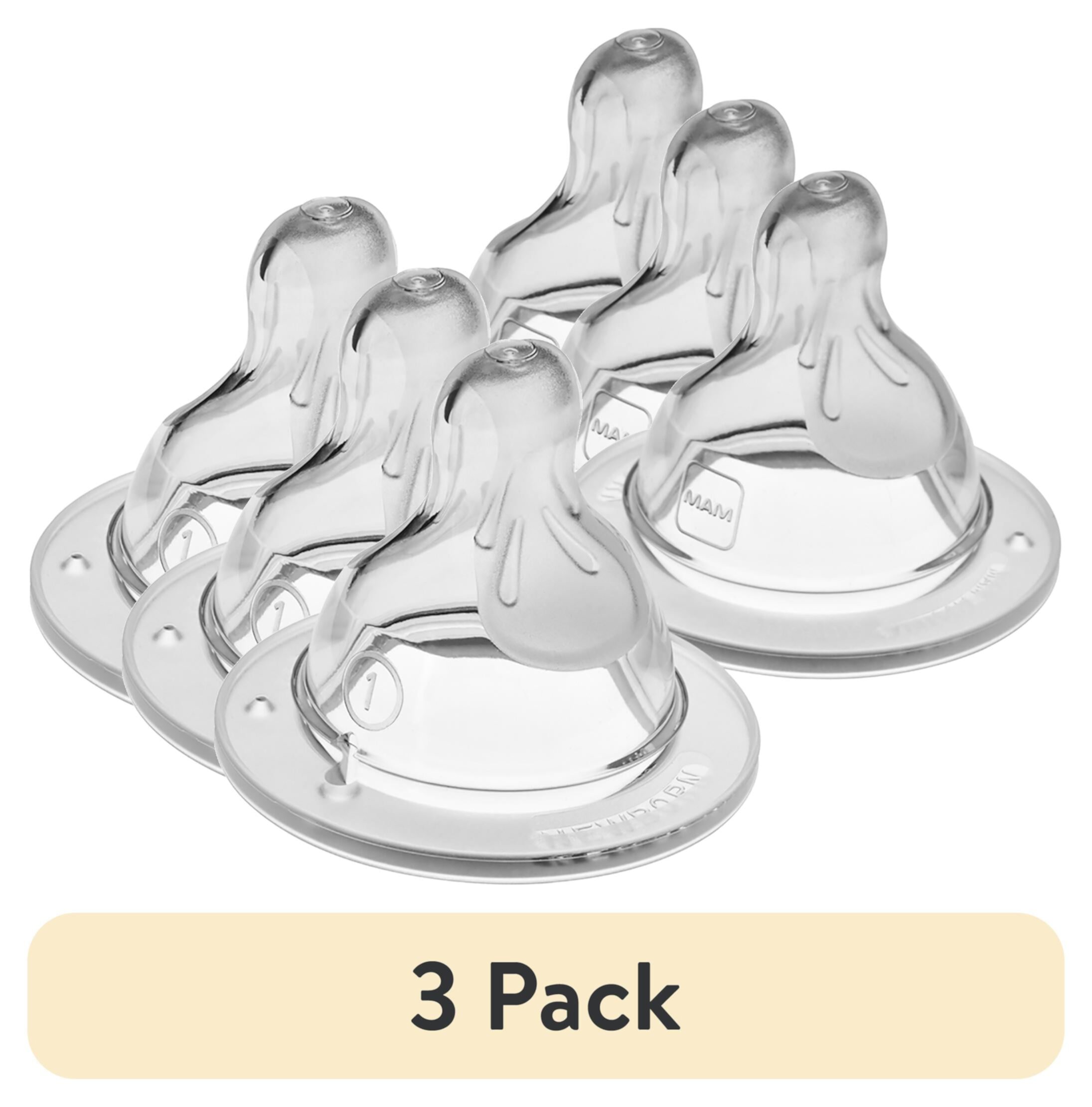 (3 pack) MAM Size 2 Medium Flow Bottle Nipple, 2+ Months, 2 Pack MAM