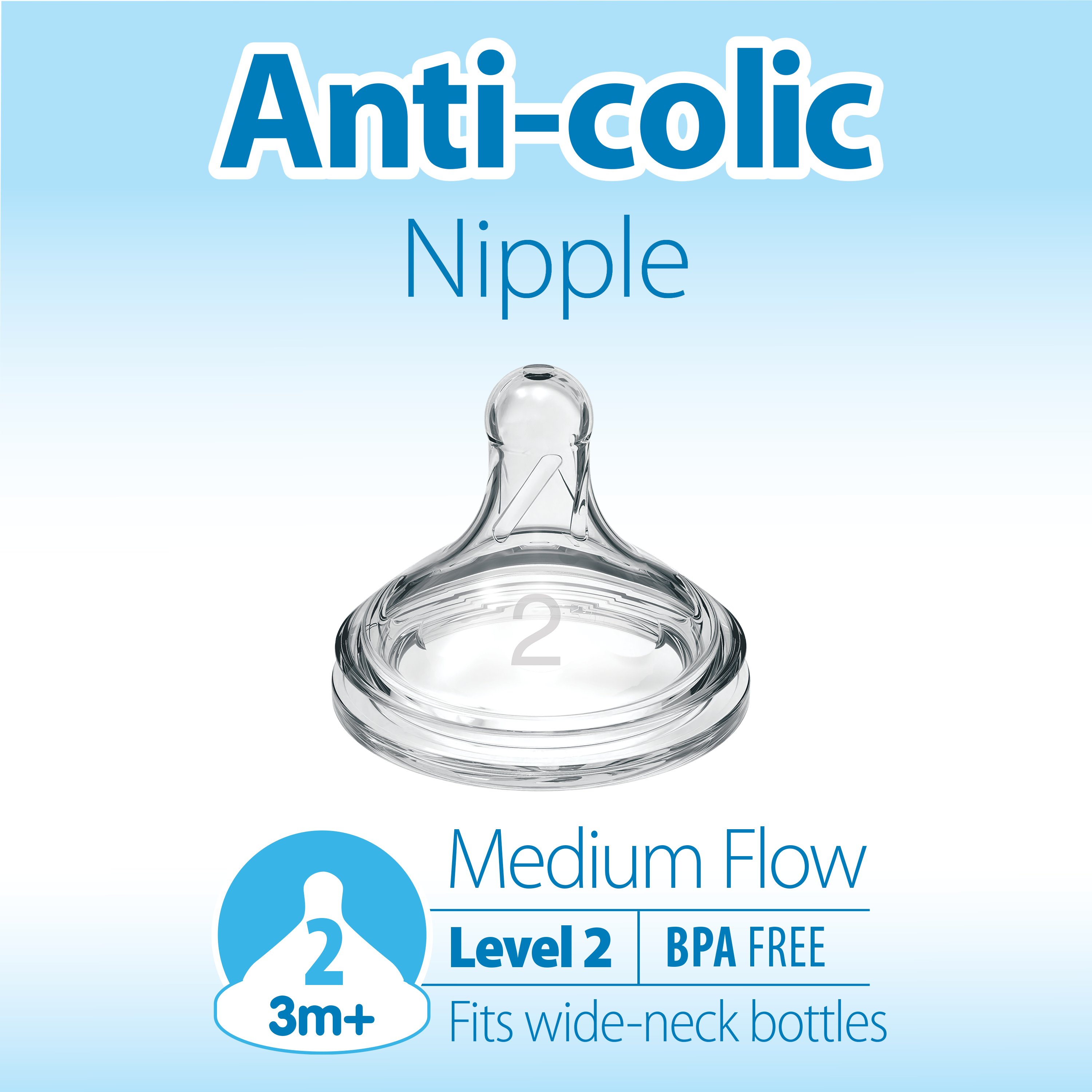 Dr. Brown's Natural Flow Level 2, Wide-Neck Baby Bottle Nipple, Medium Flow, 3m+, 100% Silicone, 2 Pack Visit the Dr. Brown's Store