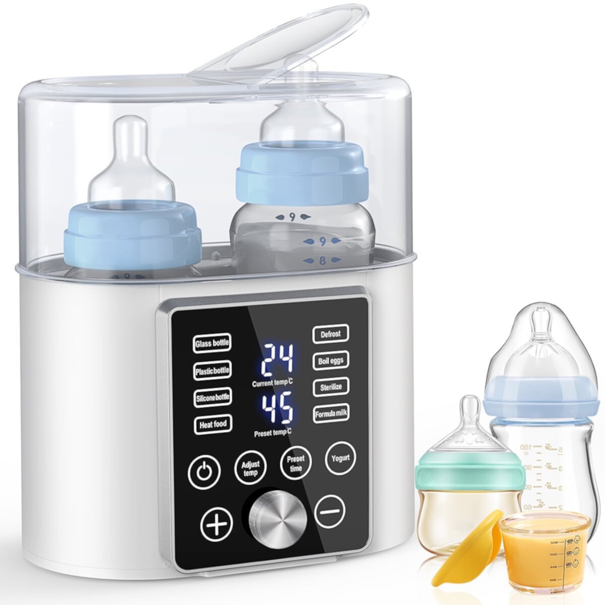 Baby Bottle Warmer 9-in-1 Multifuntion Breast Milk Warmer, Fast Baby Food Heater & Defrost Warmer with Timer for Twins, LCD Display Accurate Temperature Adjustment, 24H Constant Mode GPED