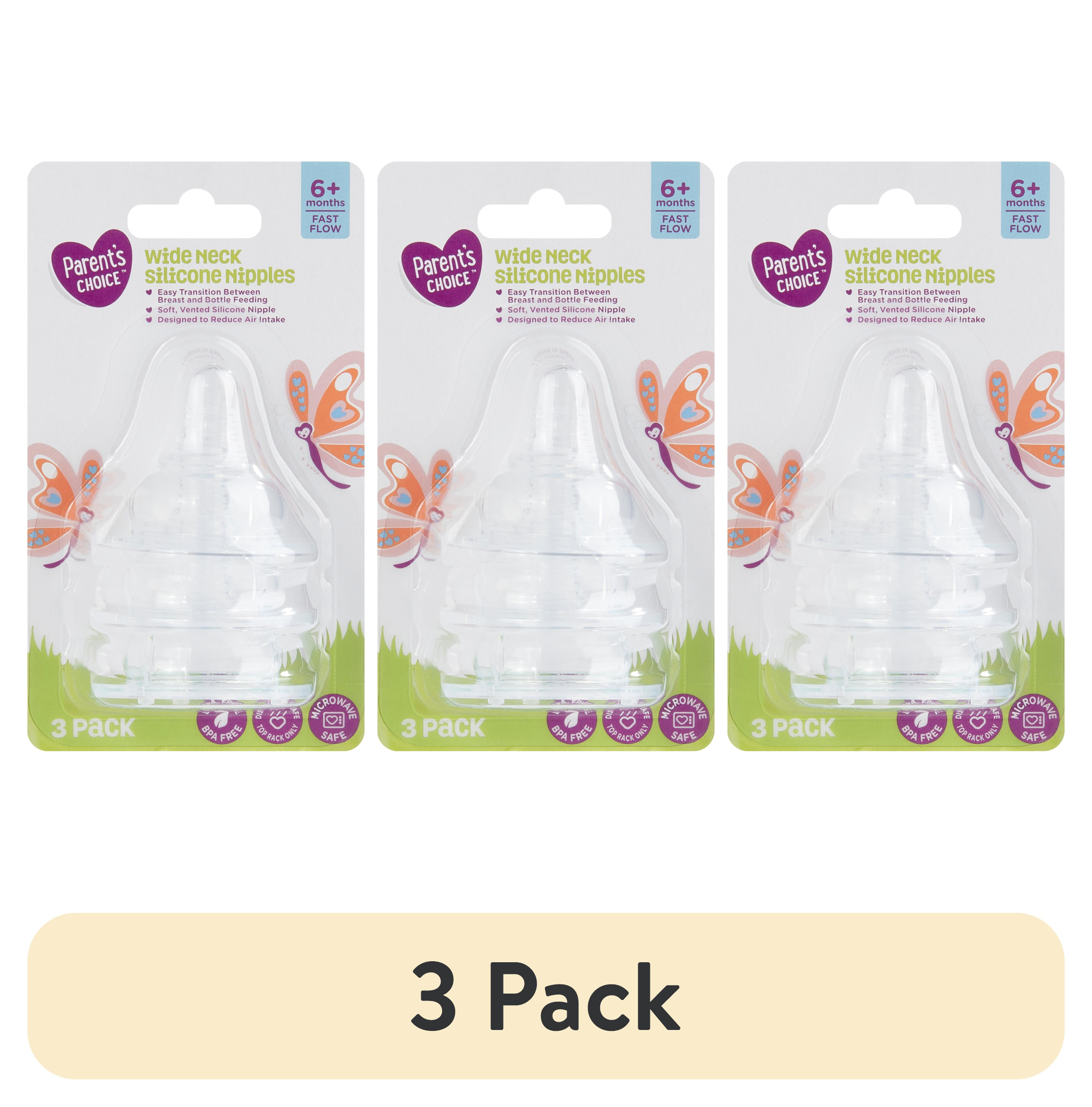 (3 pack) Pezones de Silicona de Cuello Ancho Parent's Choice, 6+ Meses, 3 pack Parent's Choice