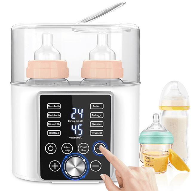 12-in-1 Double Bottle Warmer, Baby Bottle Warmer Fast Baby Food Heater & BPA-Free Milk Warmer with LCD Touch Display, Appointment & 24H Accurate Temperature Control for Breastmilk or Formula Cshidworld