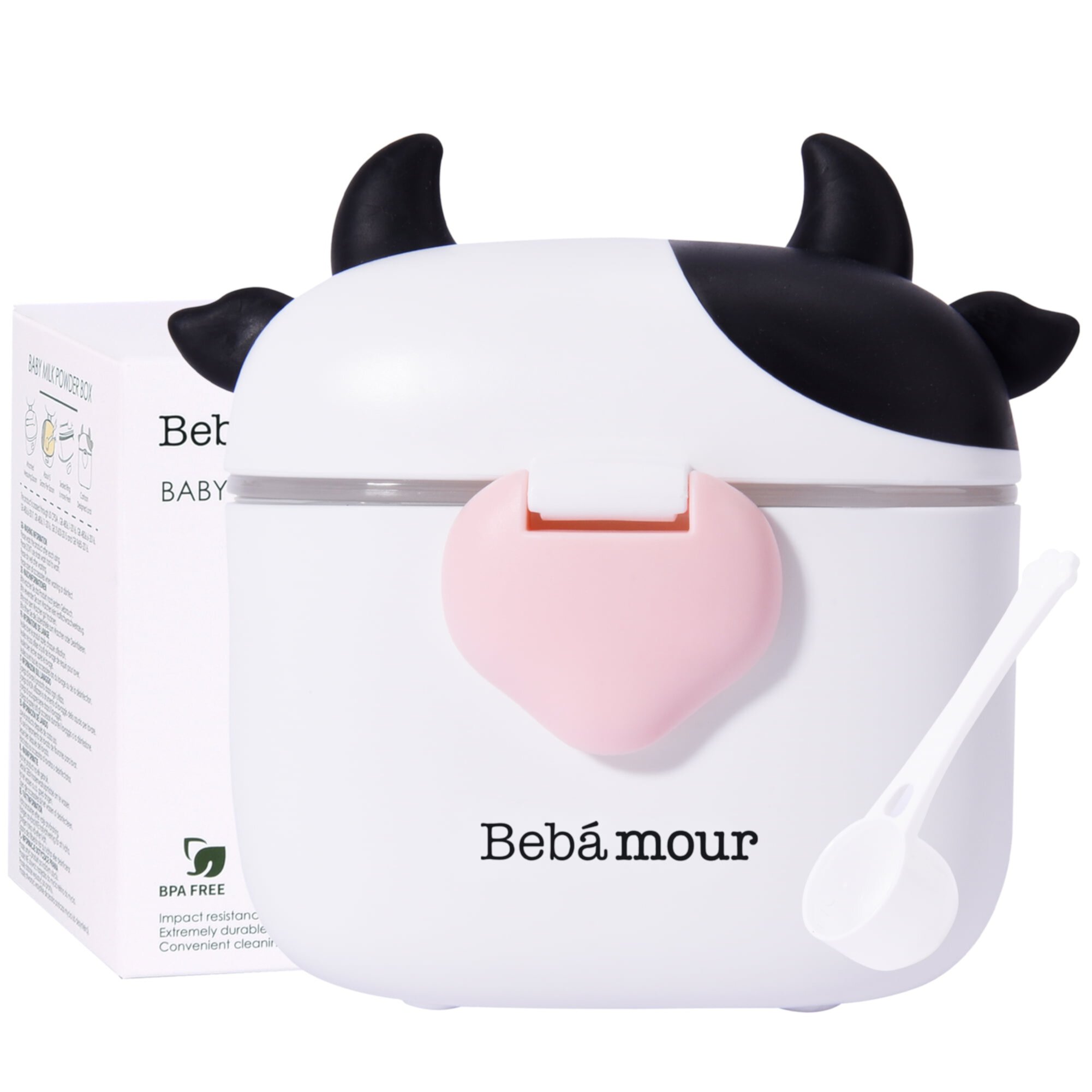 Bebamour Baby Formula Dispenser, BPA Free Portable Milk Powder and Candy Fruit Snack Storage Container with Scoop and Leveller for Travel, 450 ML,Black Bebamour