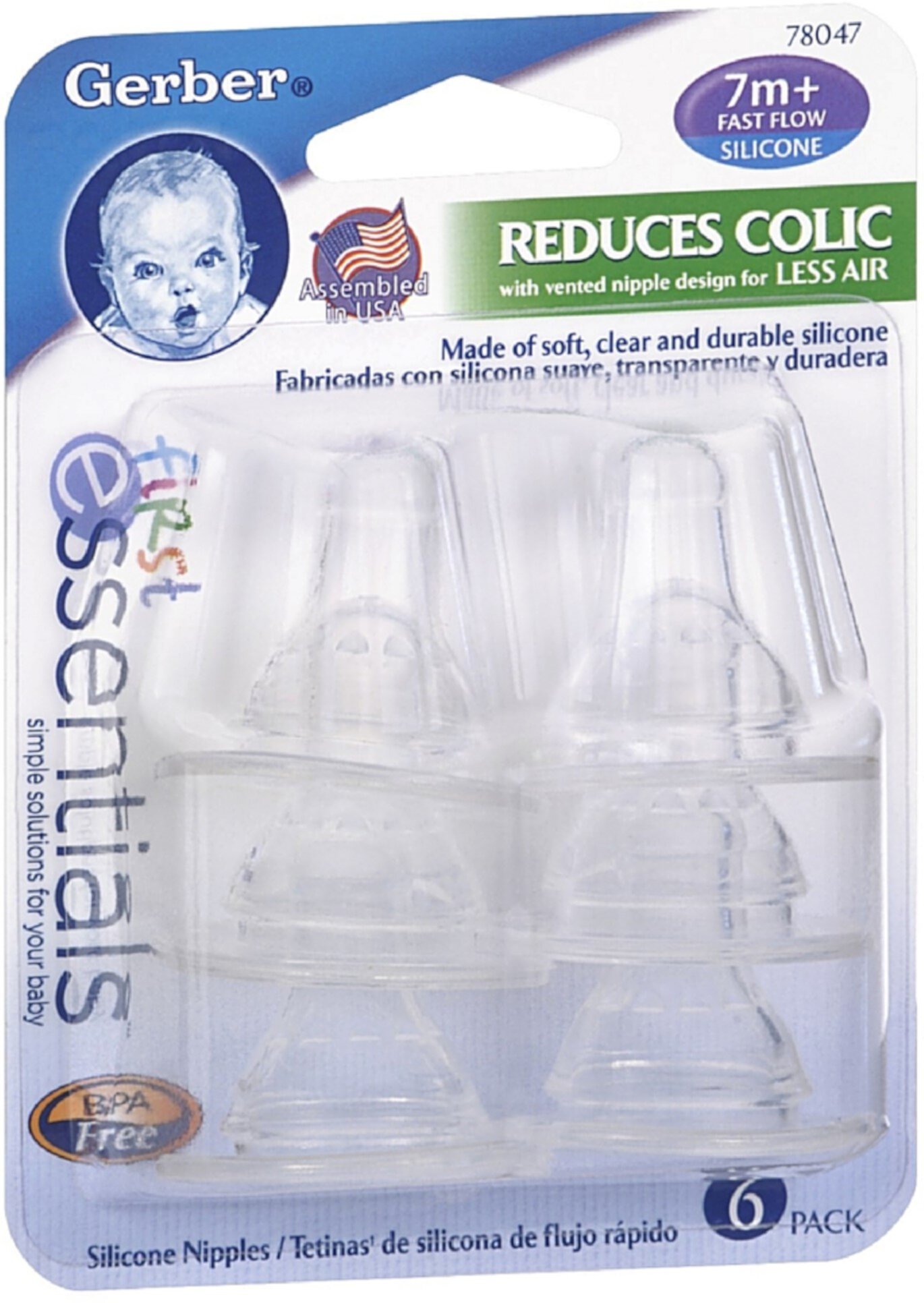 Gerber First Essentials BPA Free Fast Flow Silicone Nipples 6 ea (Pack of 2) Visit the Gerber Store