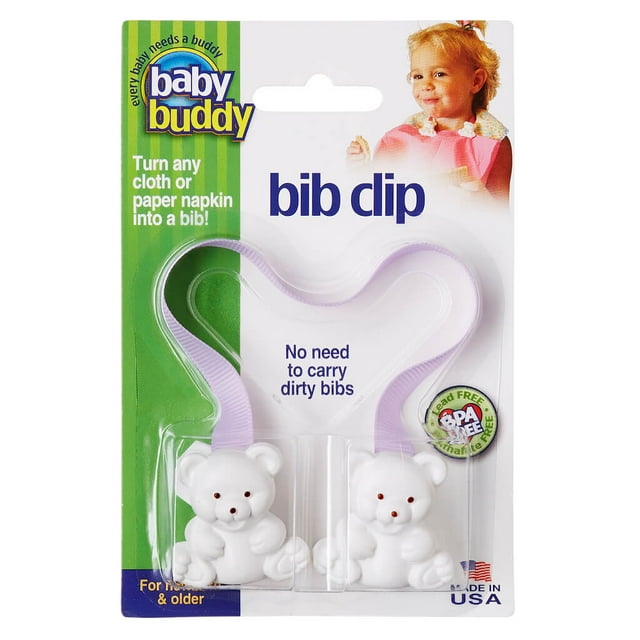 Baby Buddy Baby Bib Clip Turns any Cloth, Towel, or Paper Napkin into Instant Disposable Bibs Good for Travel, Lilac 1pk Baby Buddy