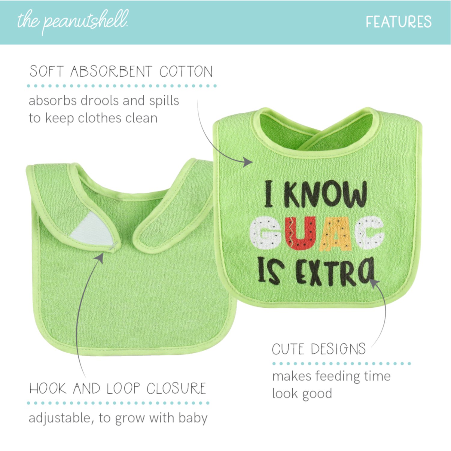 The Peanutshell Baby Girl Terry Bibs, 16 Pack for Feeding, Teething, or Drooling, Girl Foods/Neutral Foods The Peanutshell