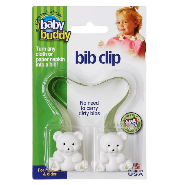 Baby Buddy Bib Clip Turns Any Cloth, Towel, or Paper Napkin into Instant Disposable Bibs, Pink 2pk Baby Buddy