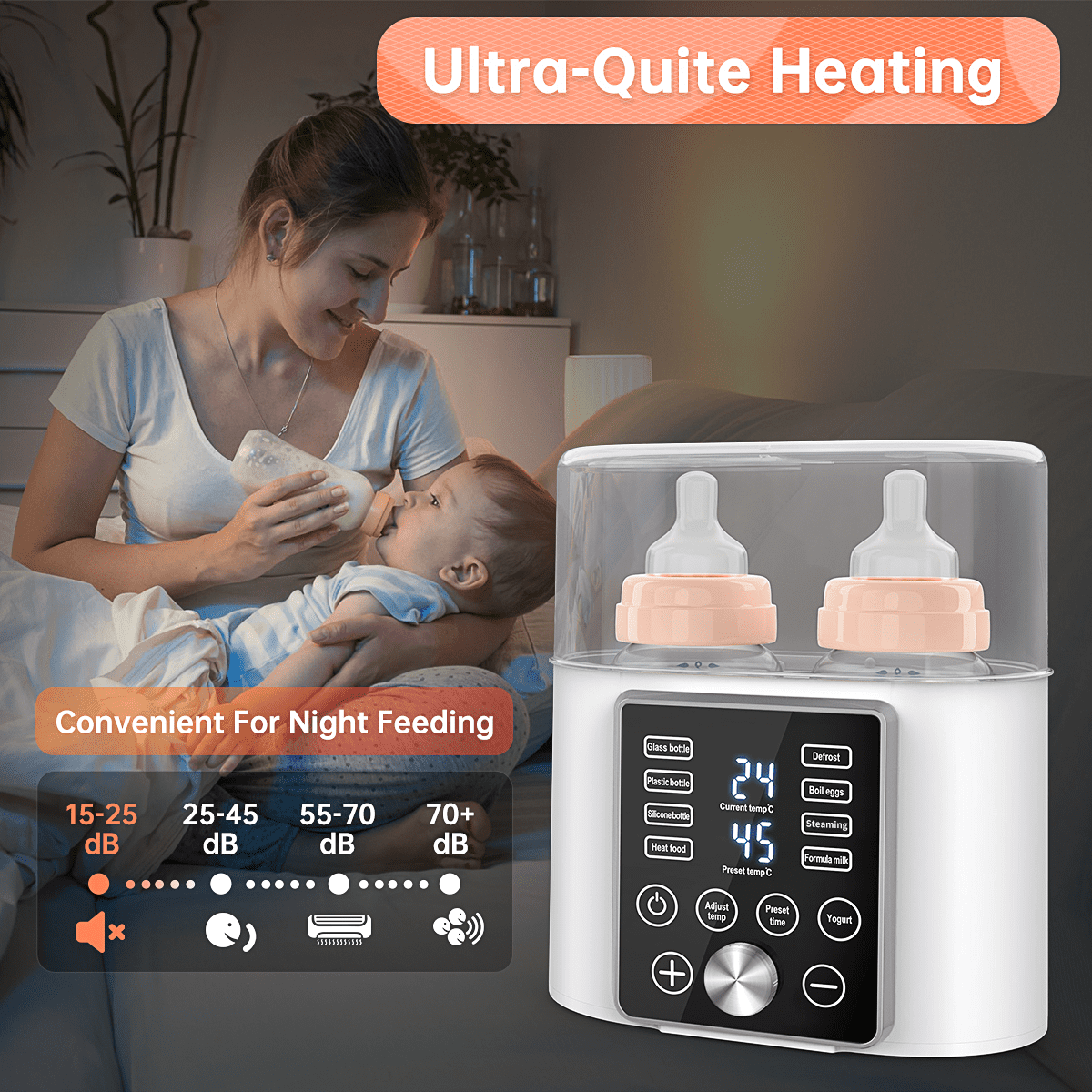 12-in-1 Double Bottle Warmer, Baby Bottle Warmer Fast Baby Food Heater & BPA-Free Milk Warmer with LCD Touch Display, Appointment & 24H Accurate Temperature Control for Breastmilk or Formula Cshidworld