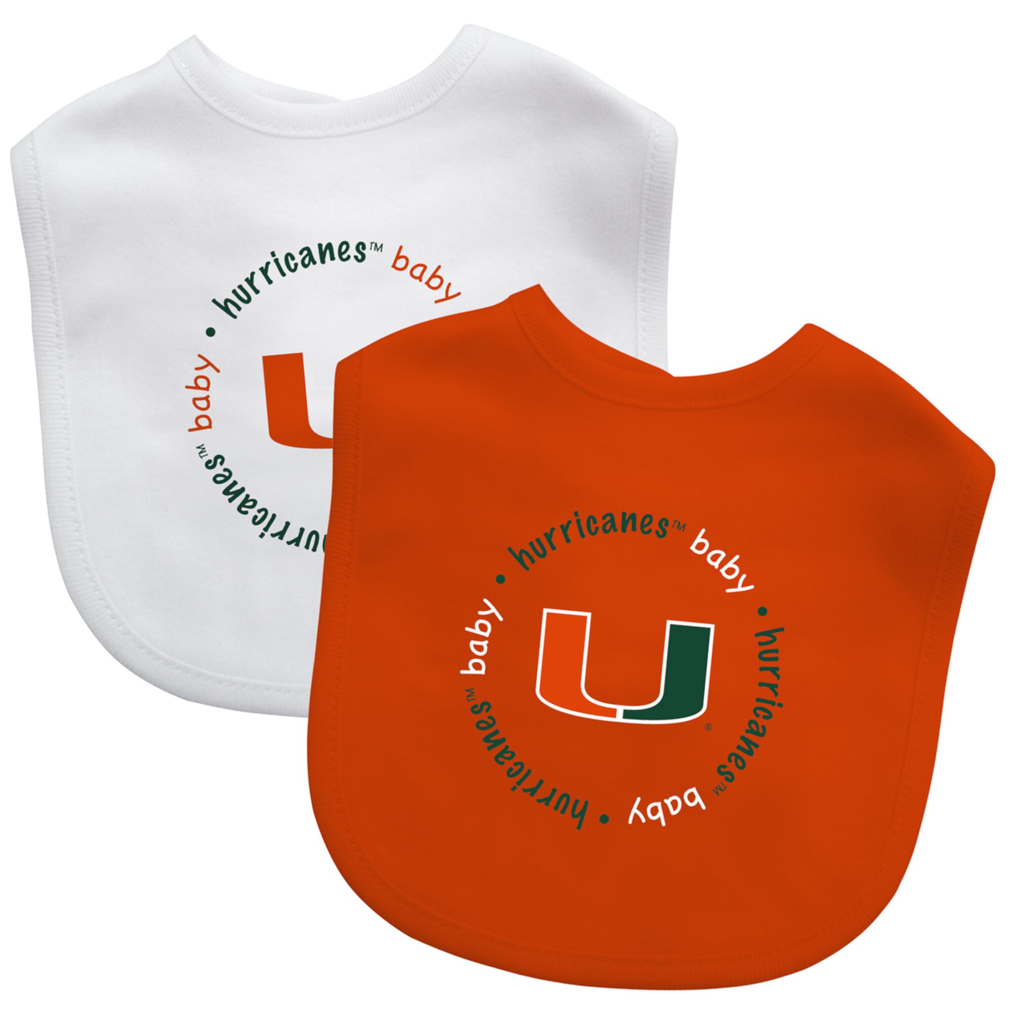 BabyFanatic Officially Licensed Unisex Baby Bibs 2 Pack - NCAA Miami Hurricanes Baby Fanatic