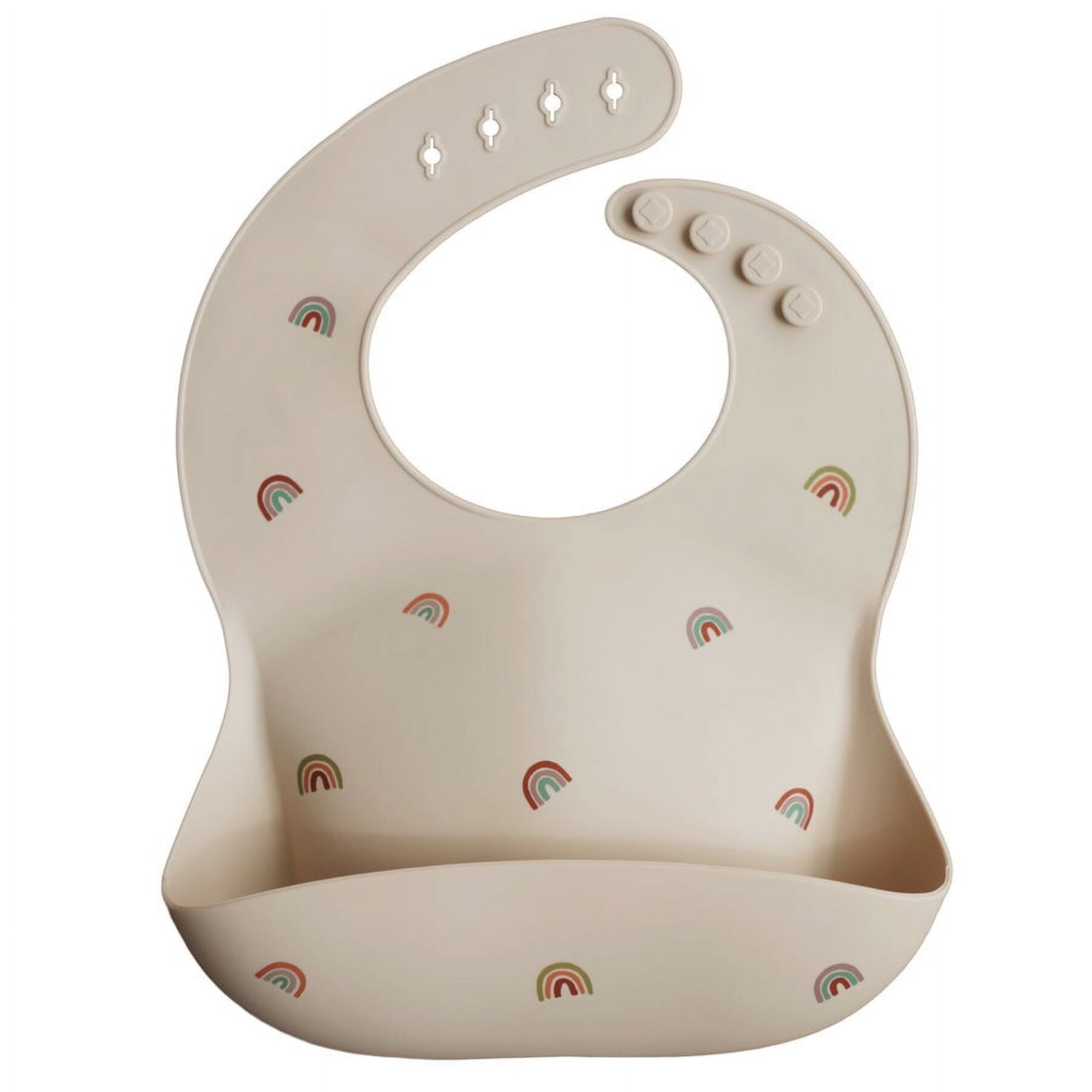 Mushie Silicone Baby Bibs, Adjustable Fit Waterproof Bibs, Toddlers, Rainbows, Unisex Mushie