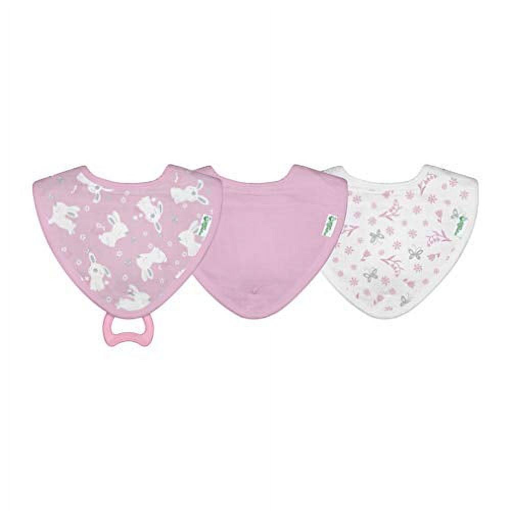 green sprouts Muslin Stay-dry Bandana Teether Bibs made from Organic Cotton (3 pack) | Soothes gums & protects from drool | Machine washable, sterilizer safe, Made without BPA Green sprouts