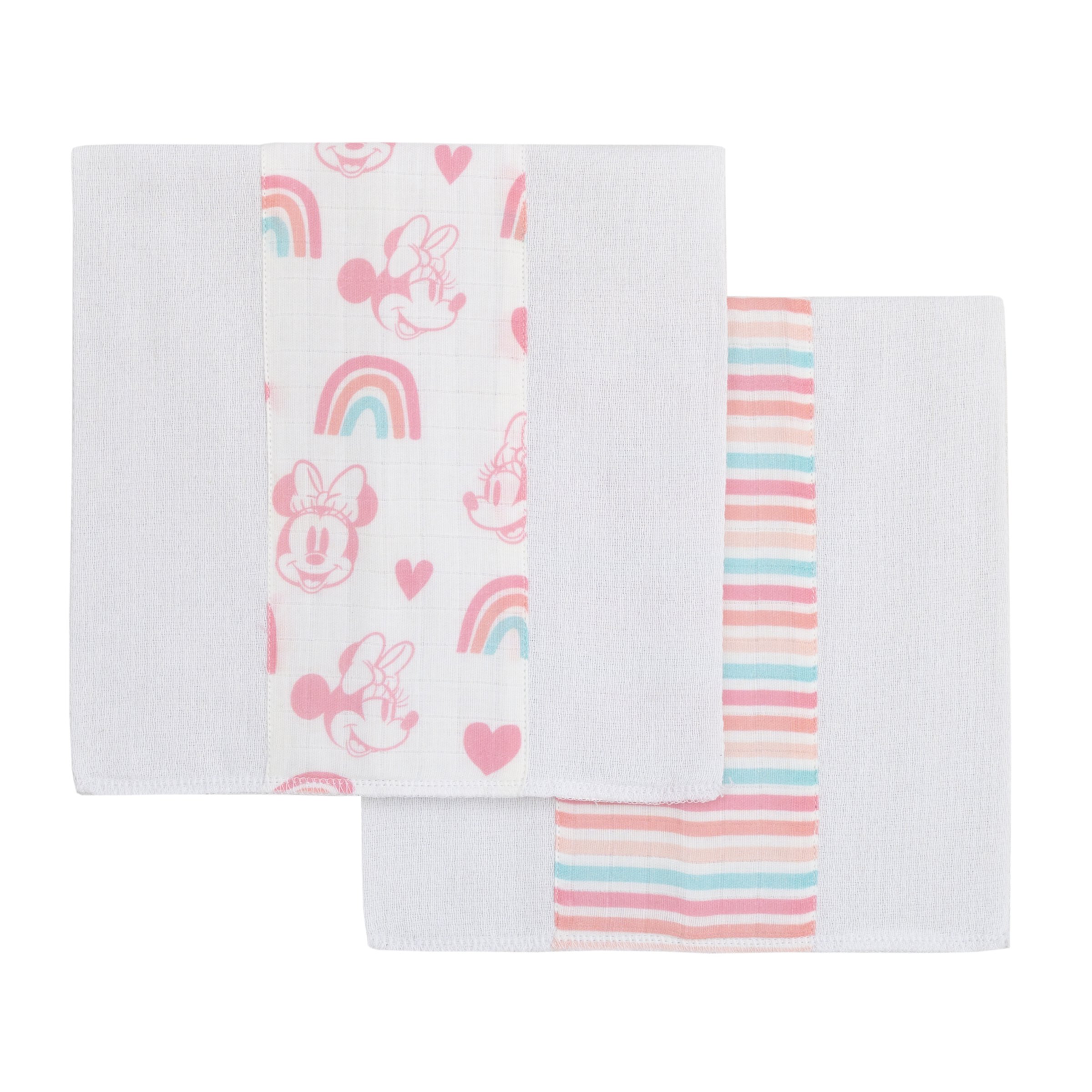 Disney Minnie Mouse White, Pink, and Aqua 2Pk Muslin Burp Cloths DISNEY BABY