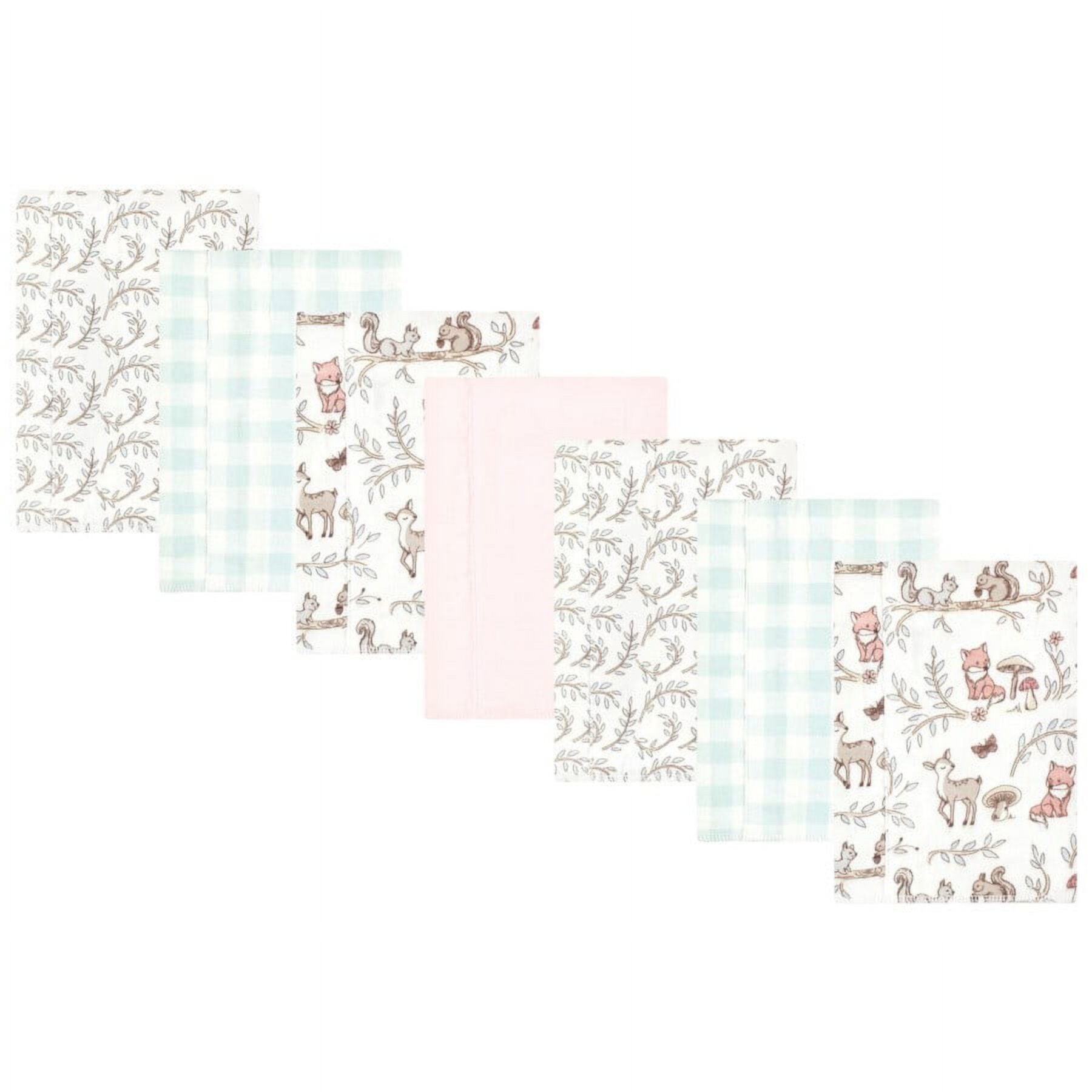 Hudson Baby Infant Girl Cotton Flannel Burp Cloths 7pk, Pink Floral, One Size Hudson Baby