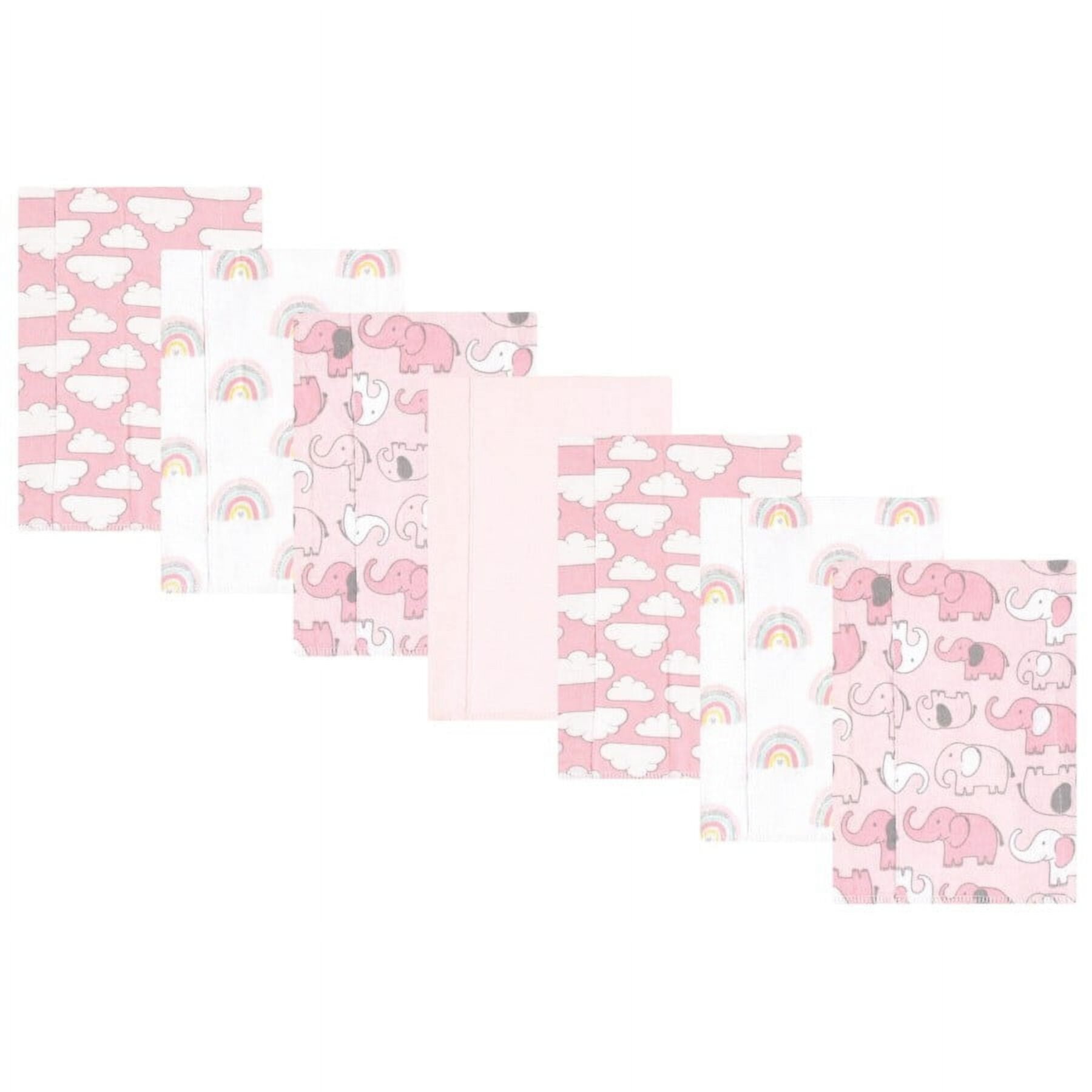 Hudson Baby Infant Girl Cotton Flannel Burp Cloths 7pk, Pink Floral, One Size Hudson Baby