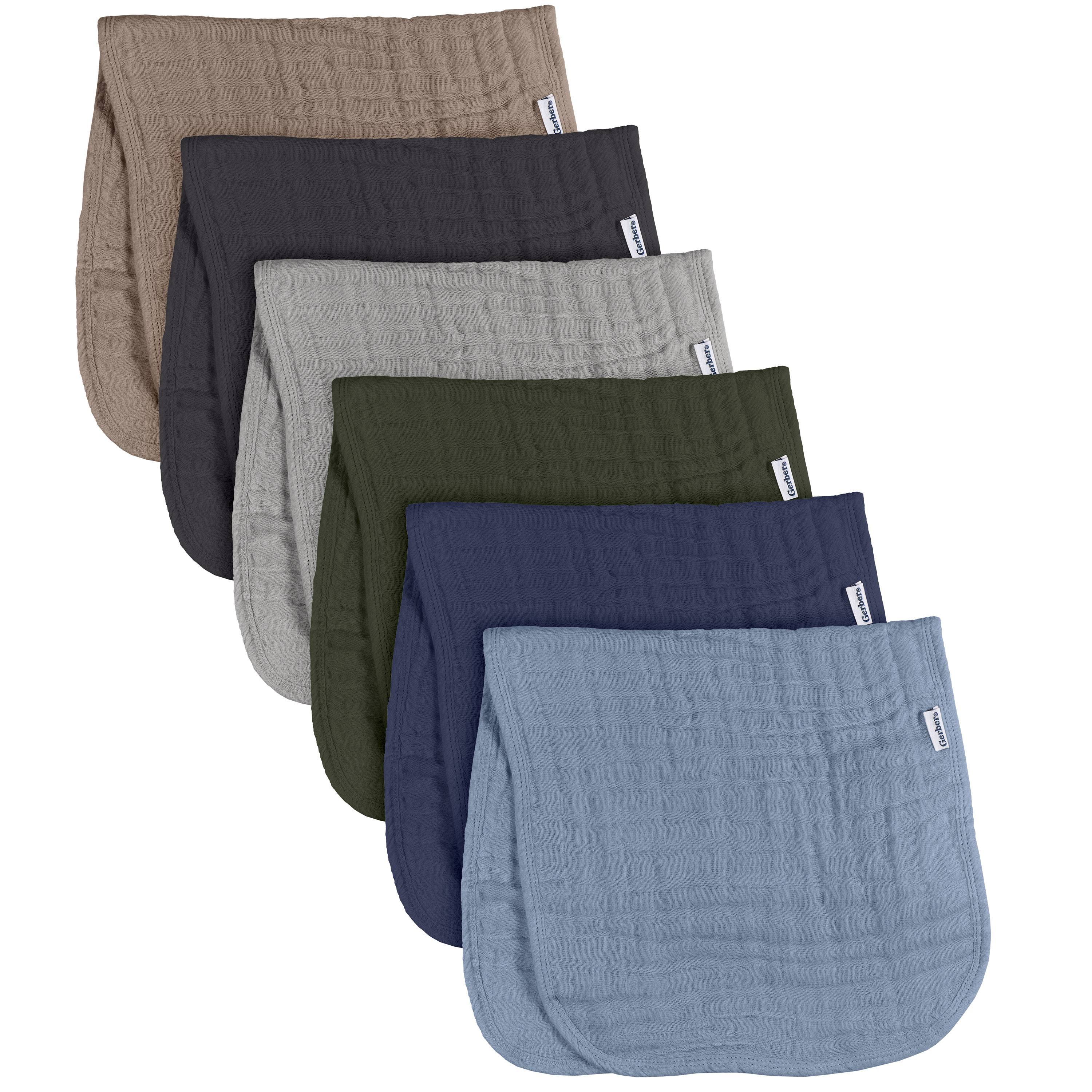 6-Pack Baby Boys Multi Blues Browns Muslin Burpcloth Visit the Gerber Store