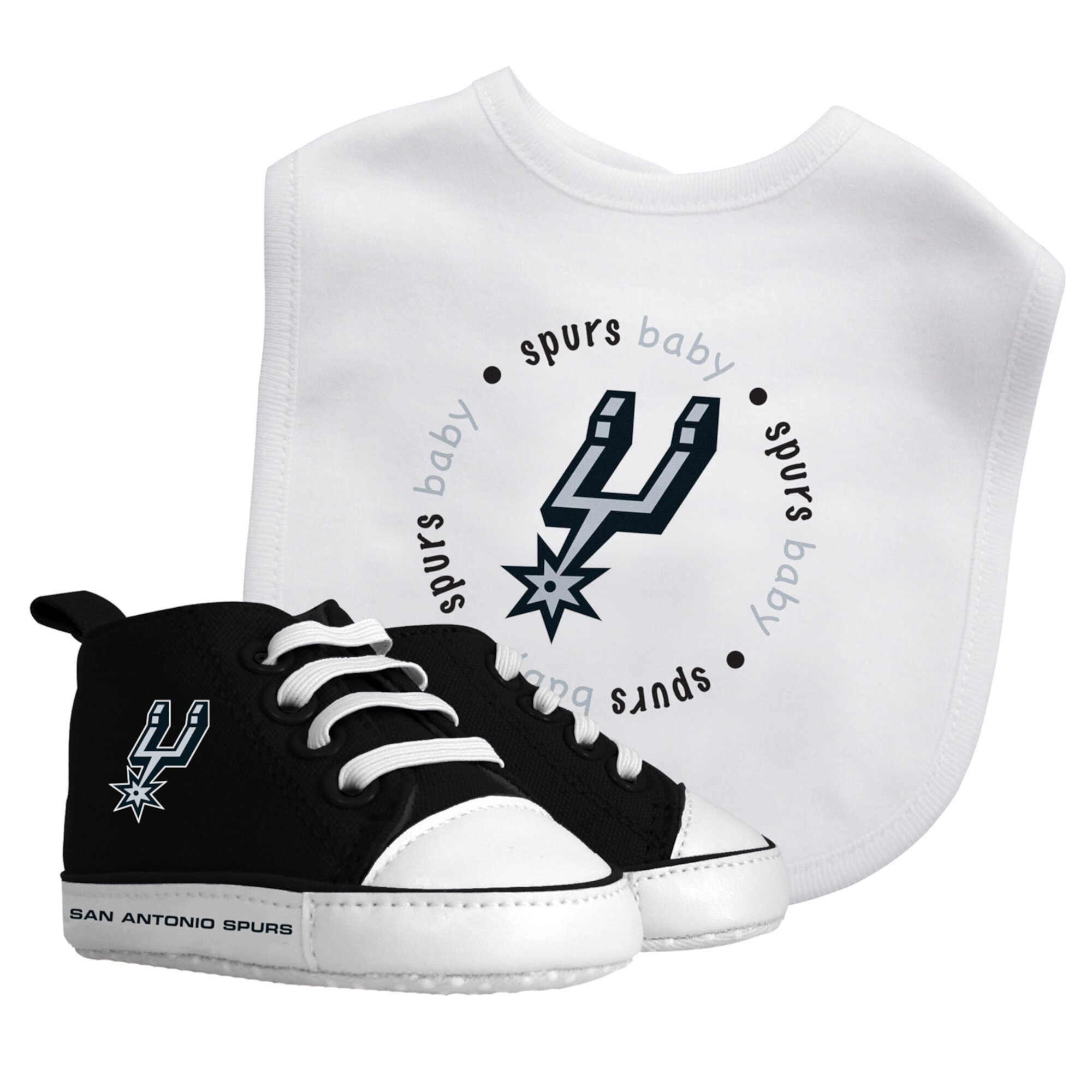 BabyFanatic 2 Piece Bib and Shoes - NBA San Antonio Spurs - White Unisex Infant Apparel Baby Fanatic