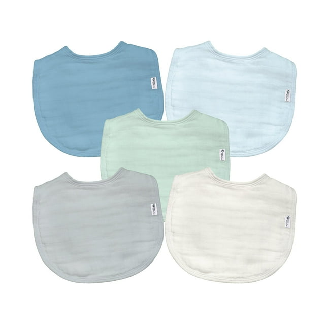 green sprouts Organic Cotton Muslin Bibs (5pk)-Blueberry Set-0-12 mo Green sprouts