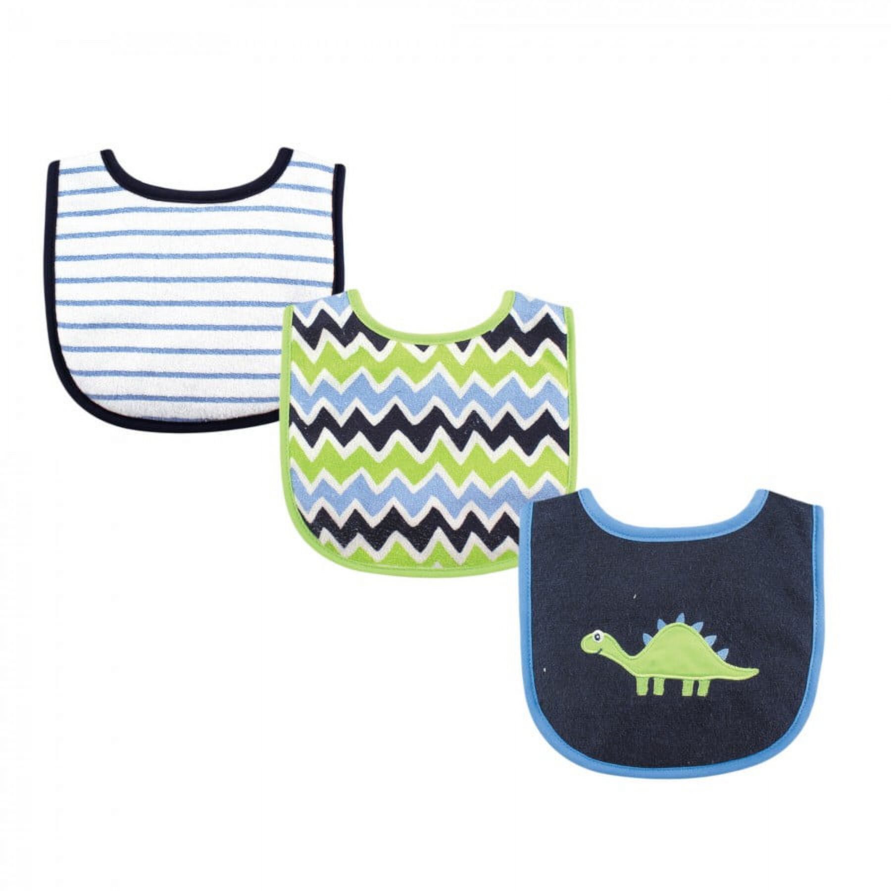 Luvable Friends Baby Boy Cotton Drooler Bibs with Fiber Filling 3pk, Dinosaur, One Size Luvable Friends