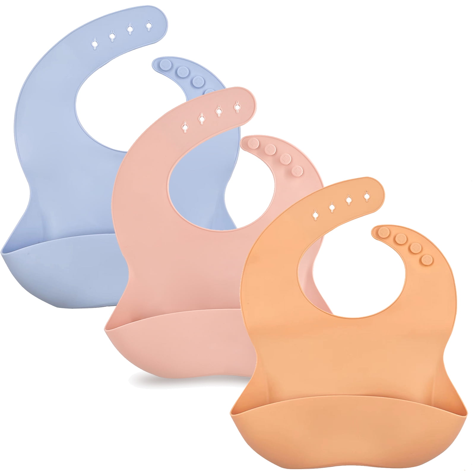 3-Pcs Silicone Baby Bibs for Girls and Boys - Adjustable, Waterproof, BPA-Free, Soft Unisex Bibs Benoxine