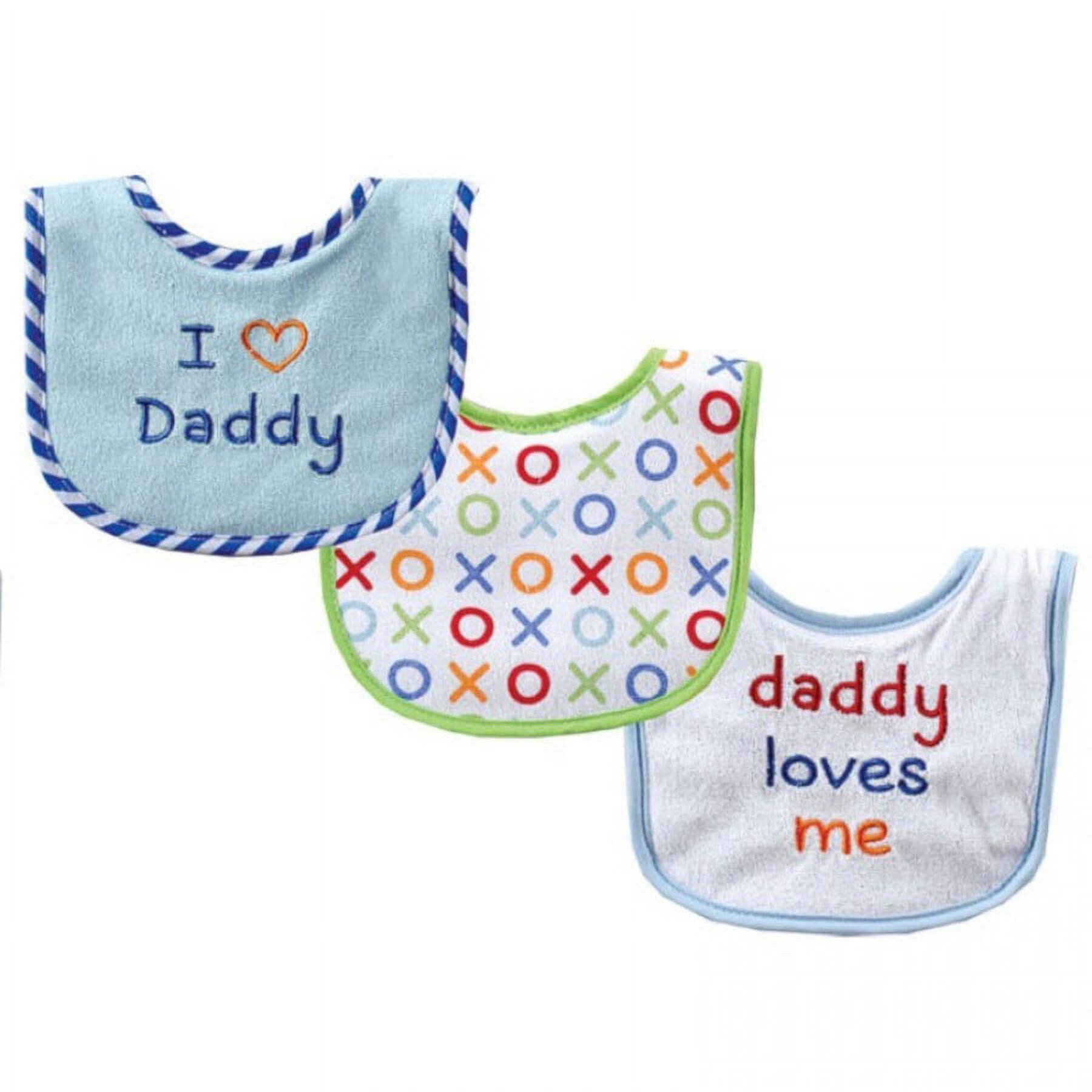 Luvable Friends Baby Boy Cotton Drooler Bibs with Fiber Filling 3pk, Blue Dad, One Size Luvable Friends