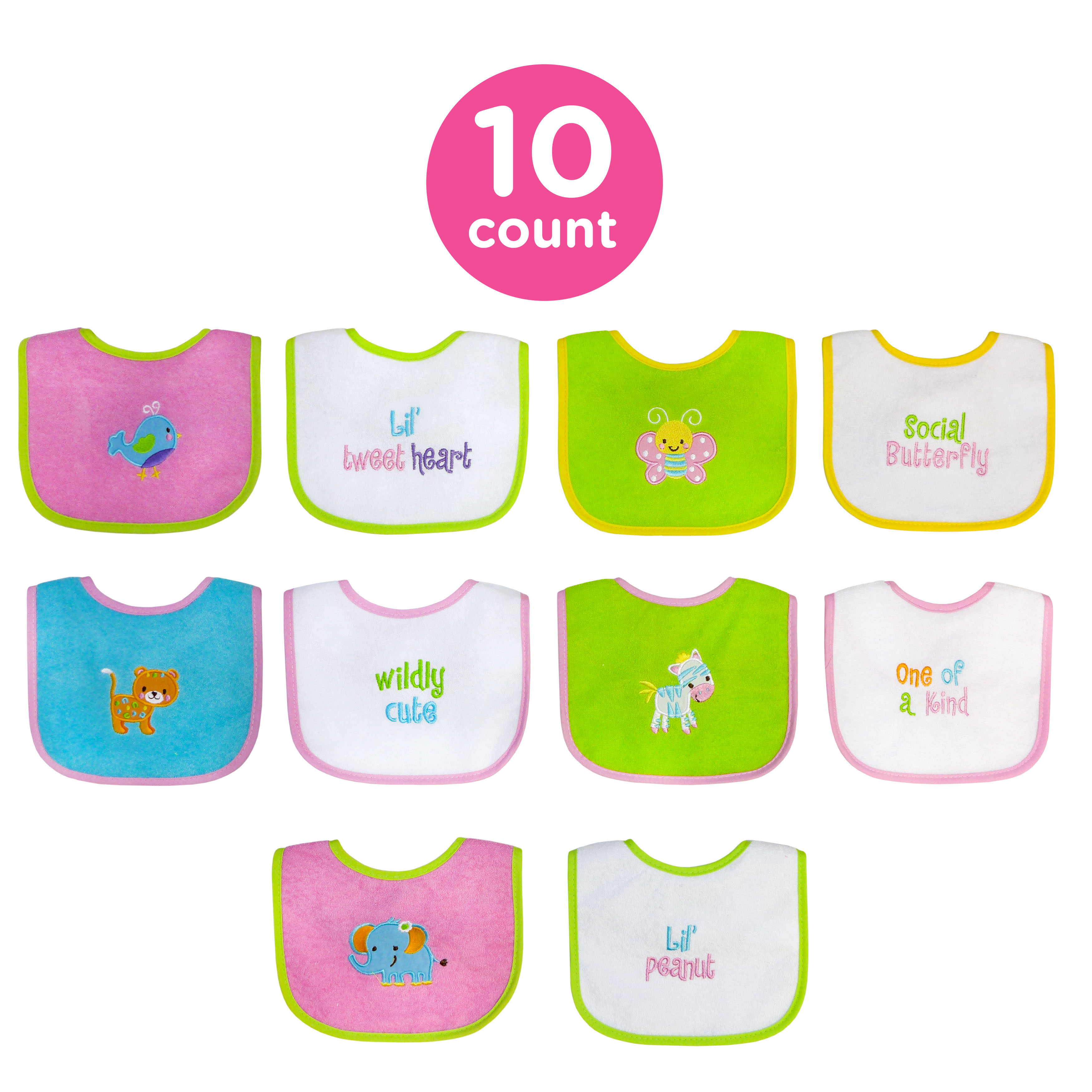 Neat Solutions Terry Feeding Baby Bib, 10pk Female Neat Solutions